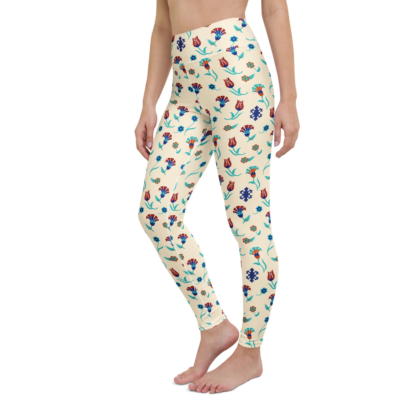 Comfortable Traditional Garden Floral Pattern Yoga Leggings for Activewear