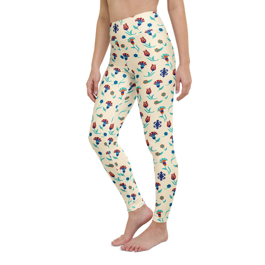 Comfortable Traditional Garden Floral Pattern Yoga Leggings for Activewear
