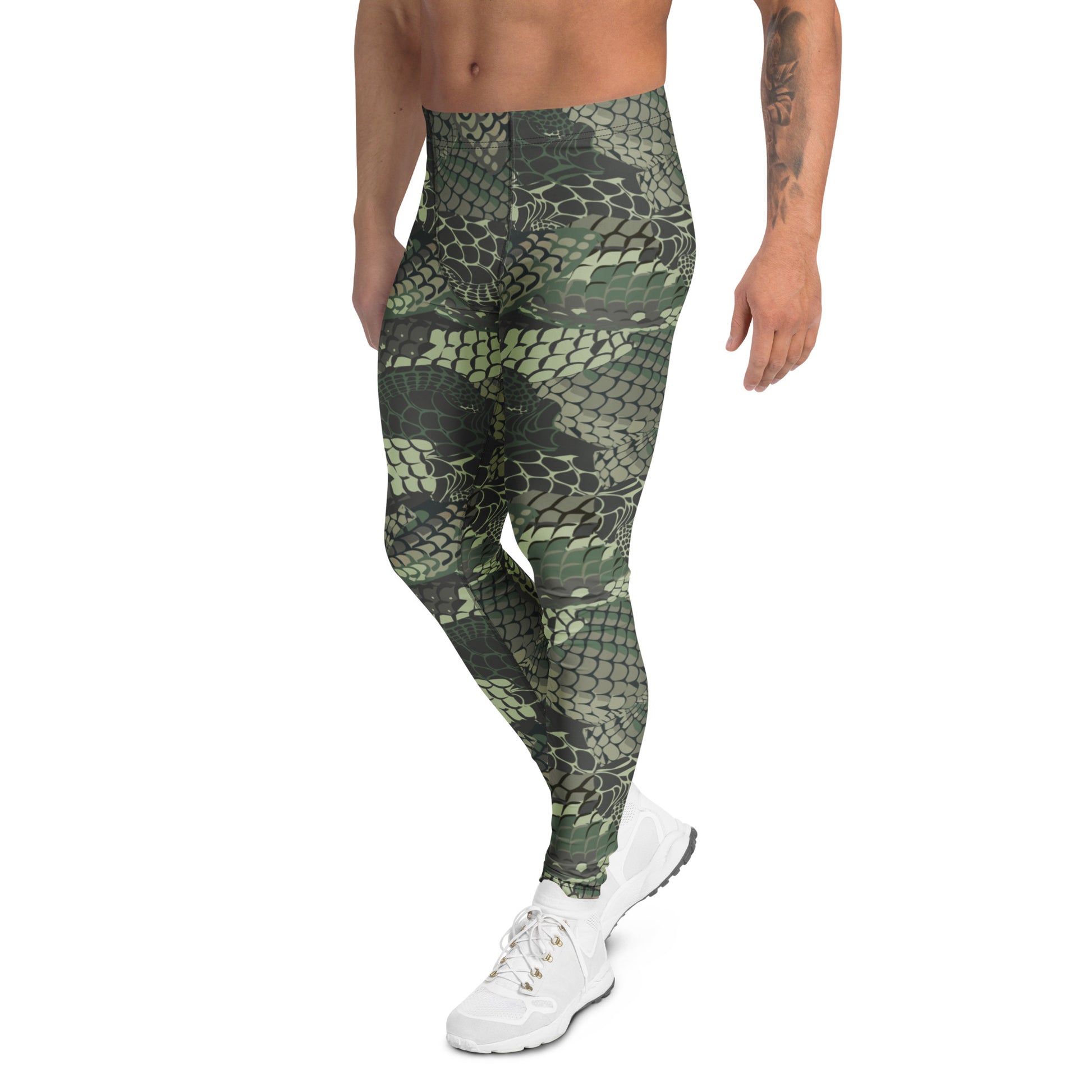 Comfortable Versatile Camouflage Snake Skin Print Men's Leggings for Activewear