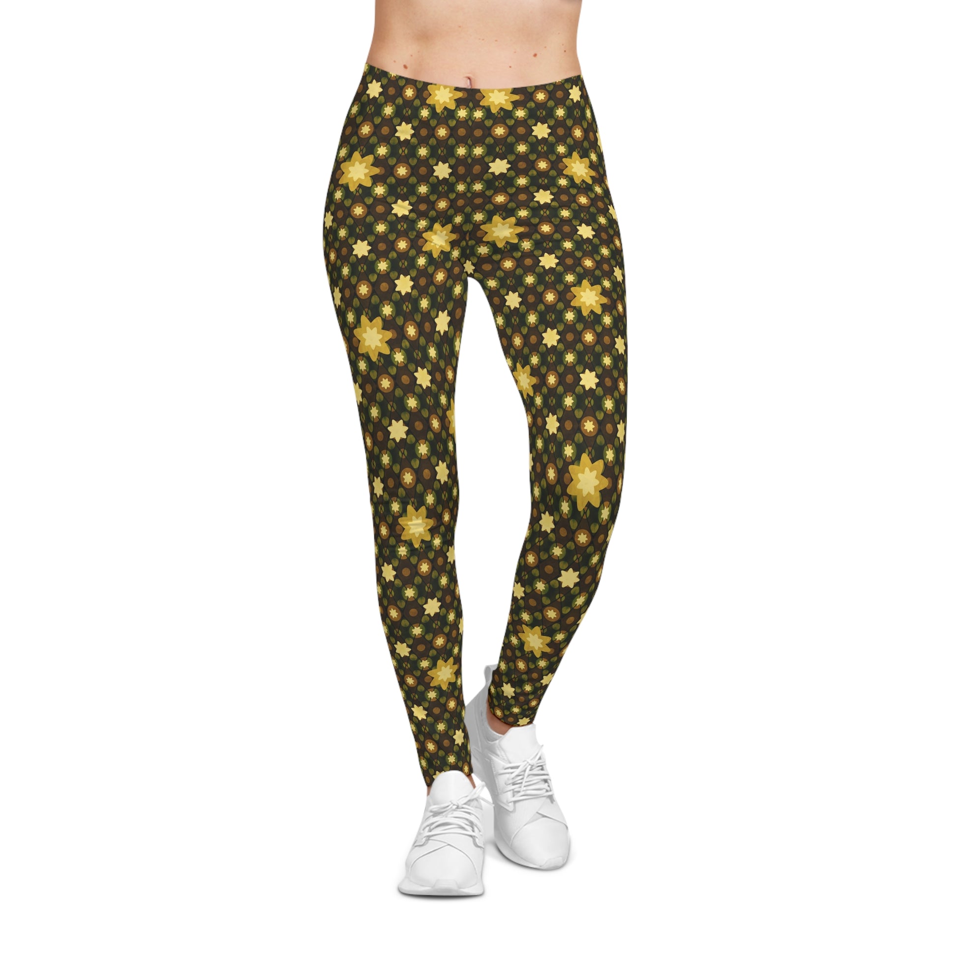 Cute Bold Comfortable Elegant Gold Starburst Women's Casual Leggings