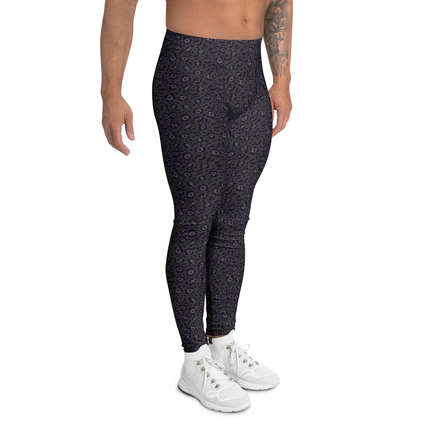 Durable Bold Black Leopard Print Men's Athletic Leggings for Active Wear