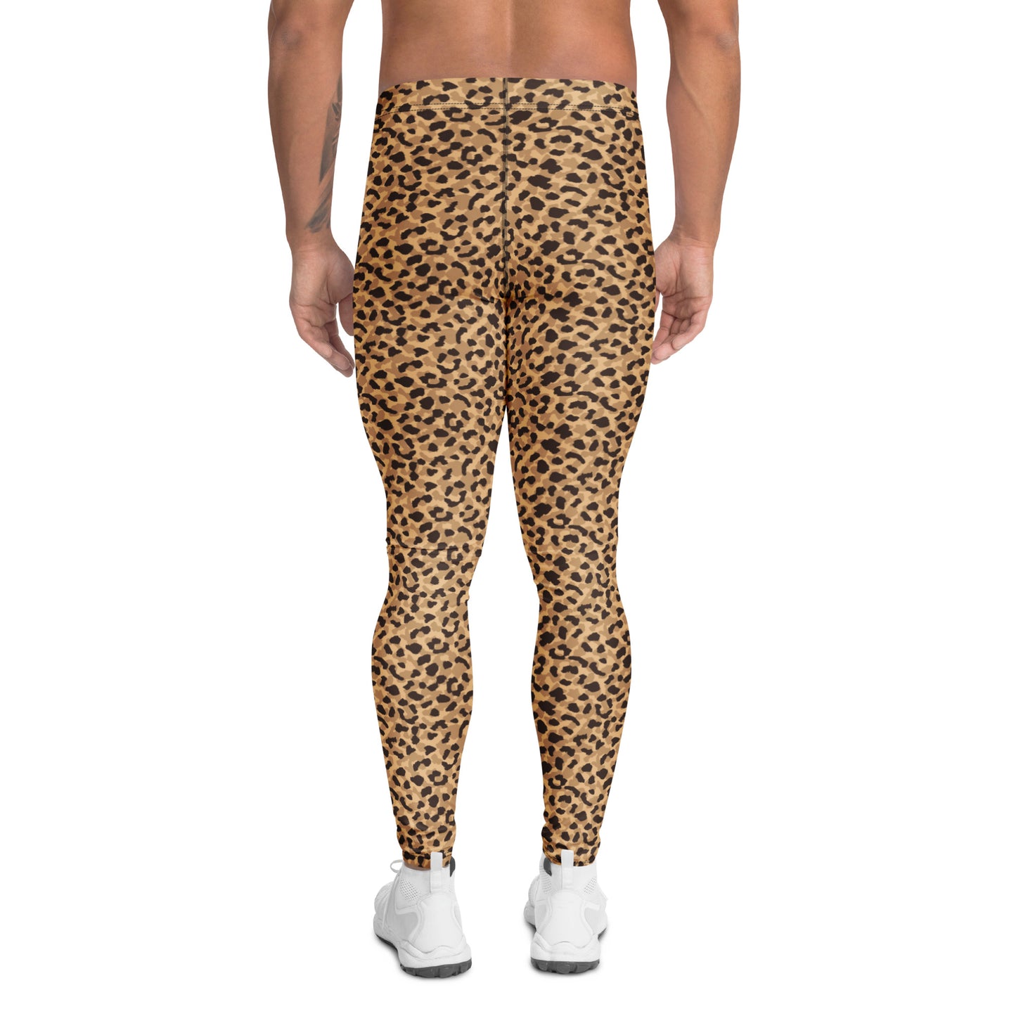 Durable Bold Brown Leopard Print Men's Leggings for Active Wear