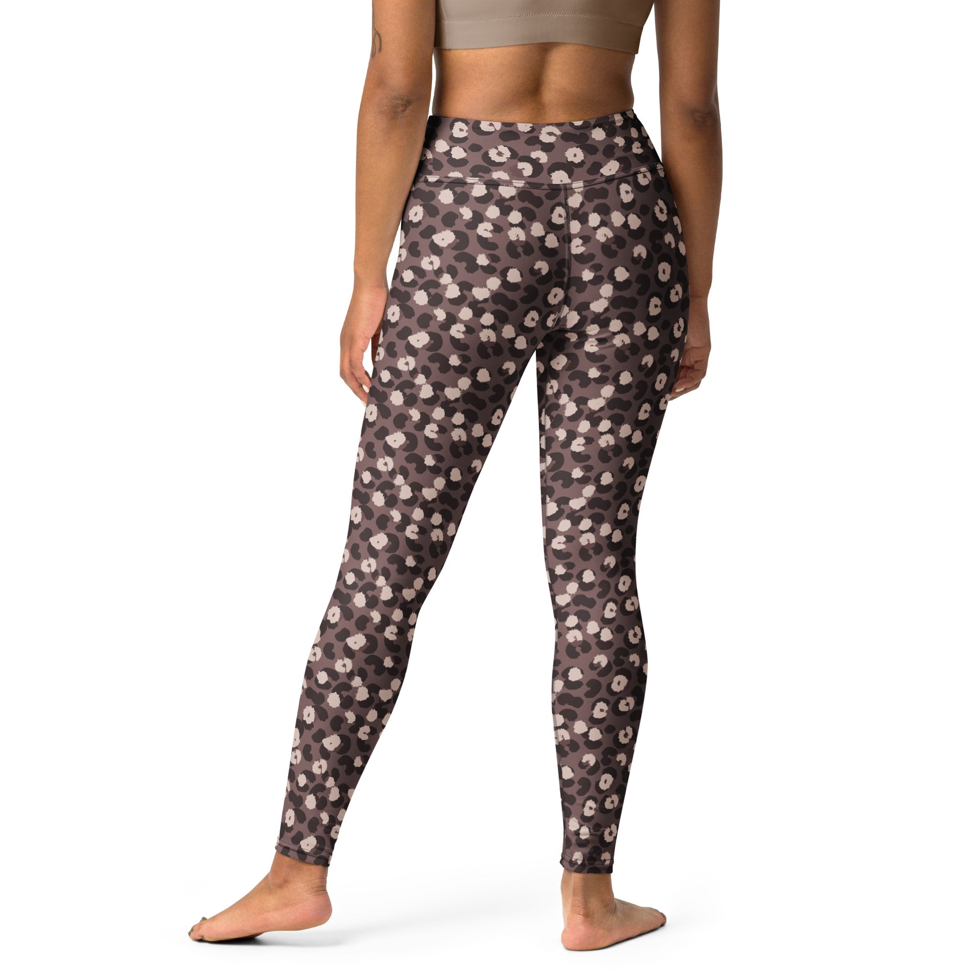 Durable Bold Brown Leopard Print Yoga Leggings Activewear