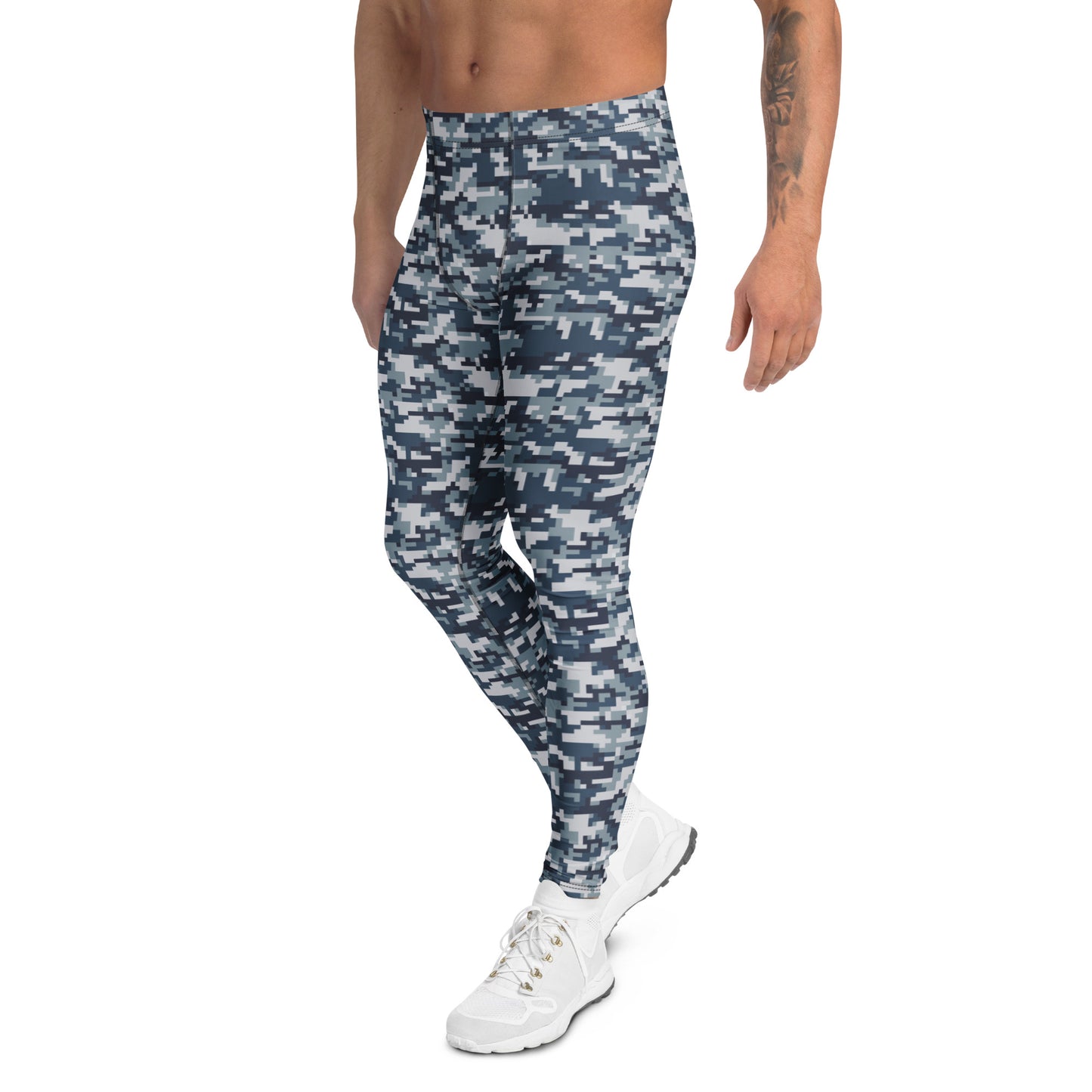 Durable Comfortable Bold Navy Camo Activewear for Men's Workout Leggings for Sportswear