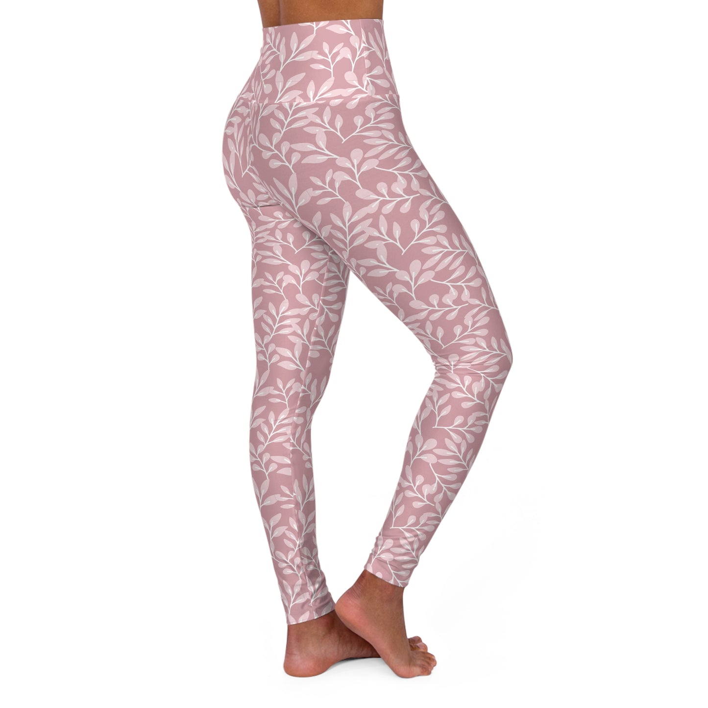 Elegant Bold Comfortable Pink Floral Print Leggings for Yoga and Workouts Activewear