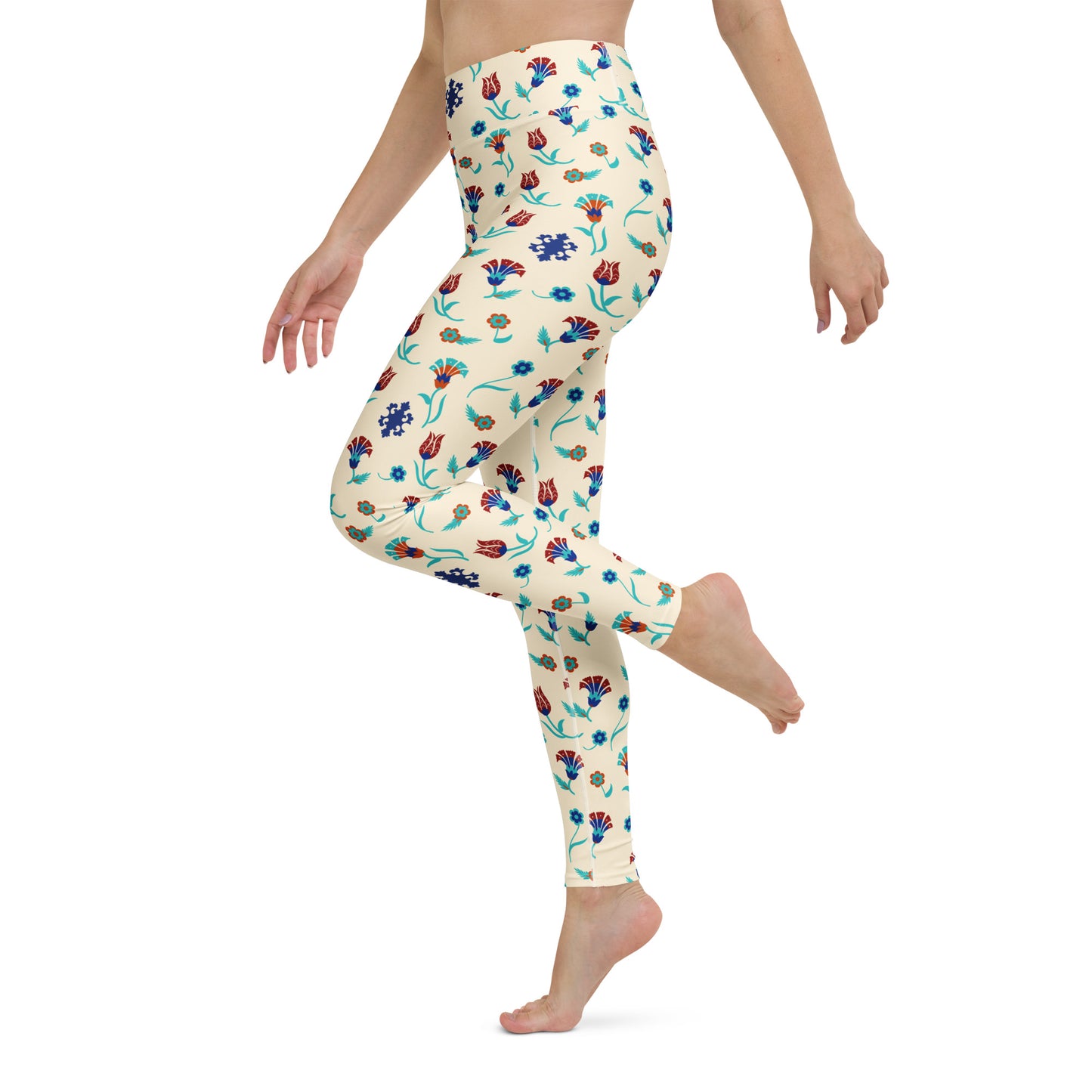 Elegant Comfortable Bold Traditional Garden Floral Pattern Yoga Leggings for Activewear