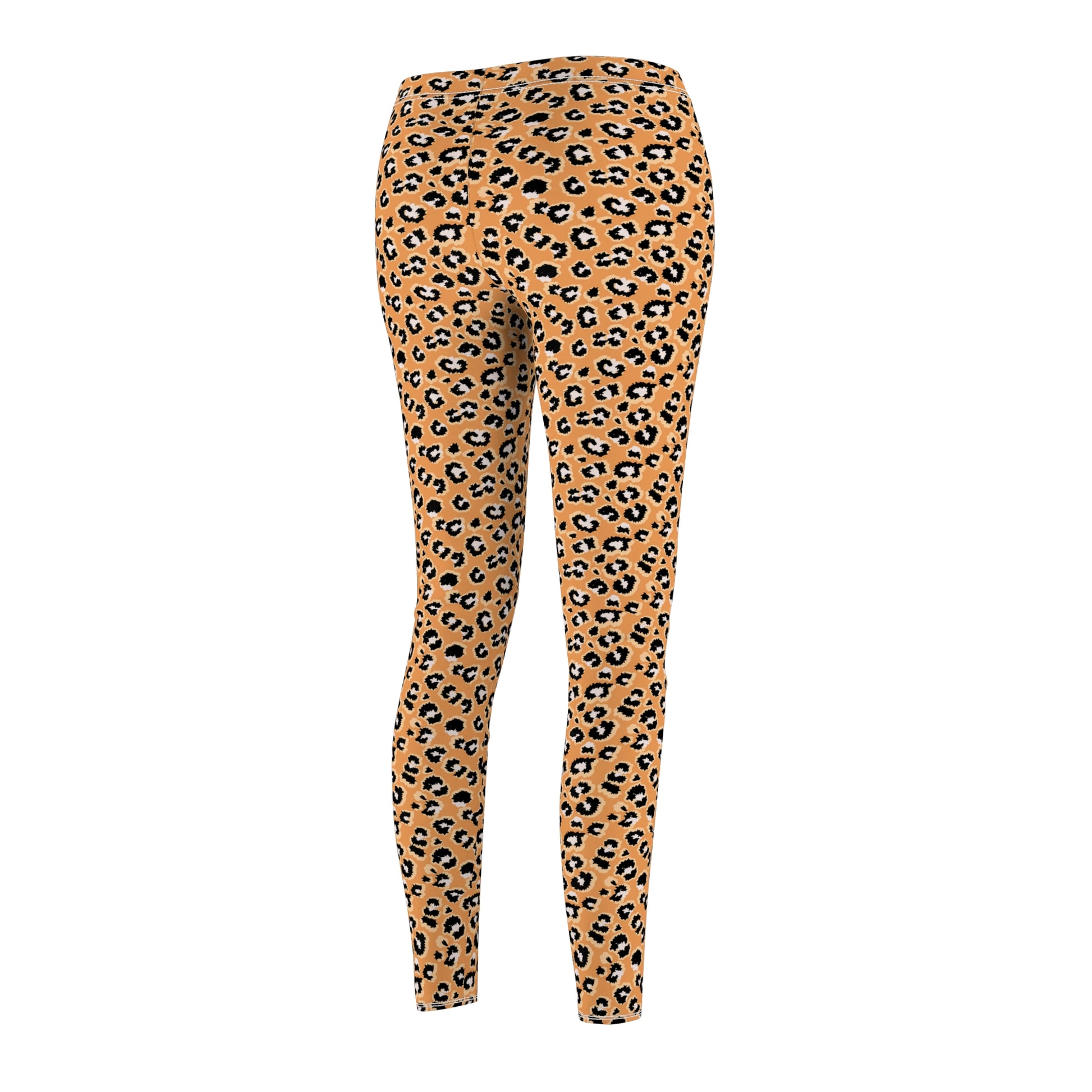A pair of high-waisted leggings with an all-over leopard print pattern in tan, black, and brown, shown against a plain white background. Fashion-Forward Leopard Leggings for Women