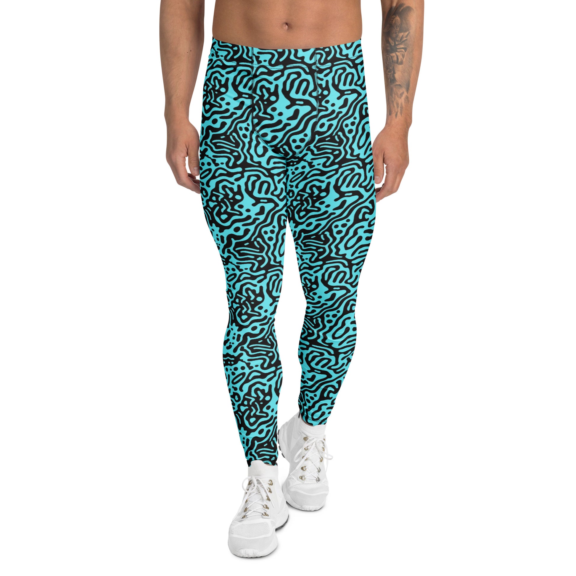 Minimalist Bold Colorful Fluid Print Men's Athletic Leggings for Activewear