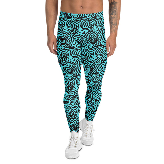 Minimalist Bold Colorful Fluid Print Men's Athletic Leggings for Activewear