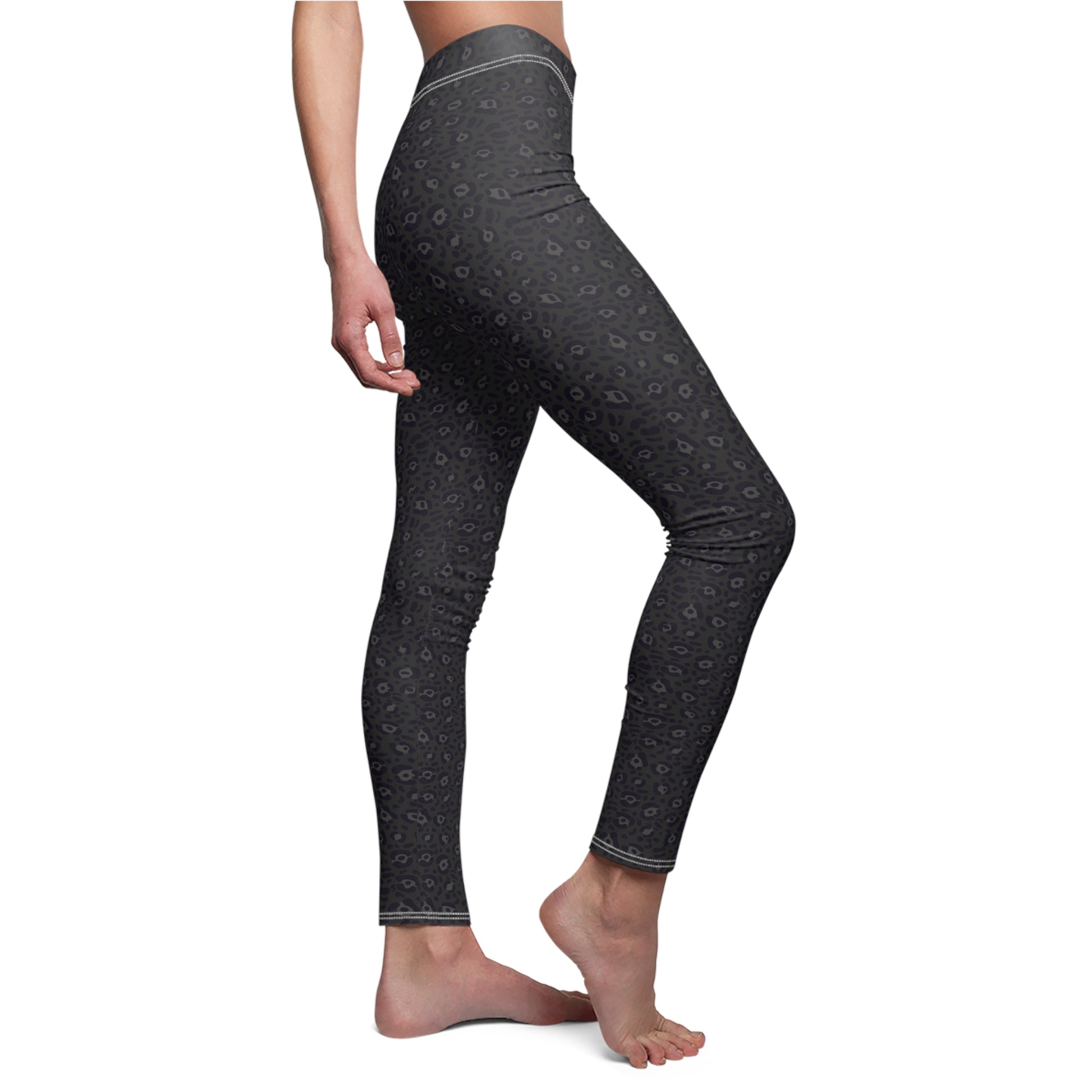 Modern Bold Black Leopard Print Women's Casual Leggings for Activewear
