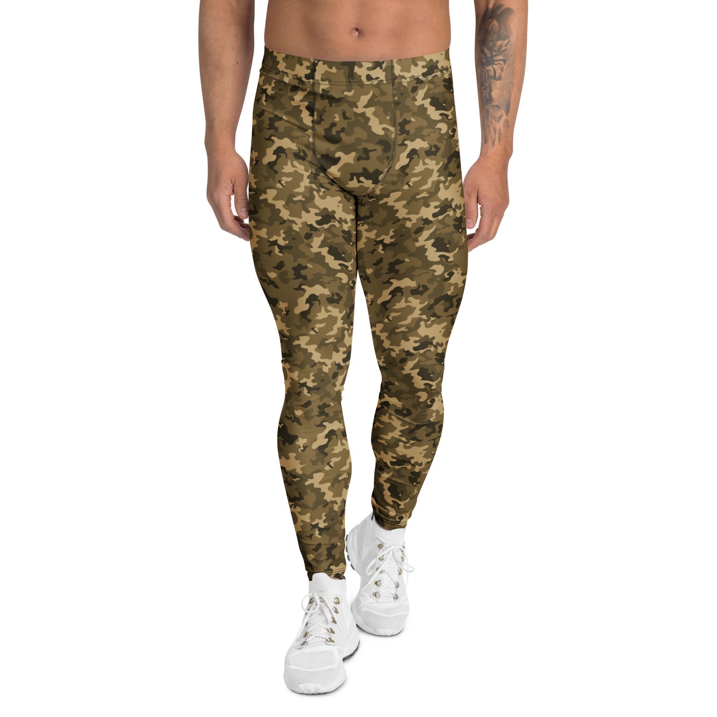 Modern Bold Brown Tactical Camo Print Men's Athletic Leggings for Activewear