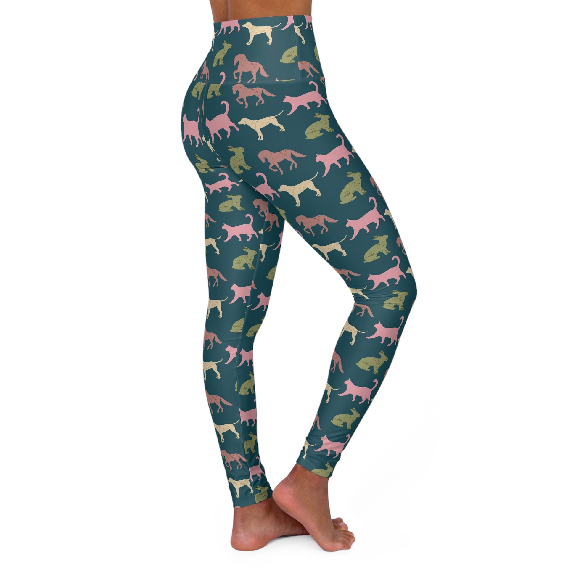Modern Bold Comfortable Colorful Animals Pattern High Waist Yoga Leggings for Activewear
