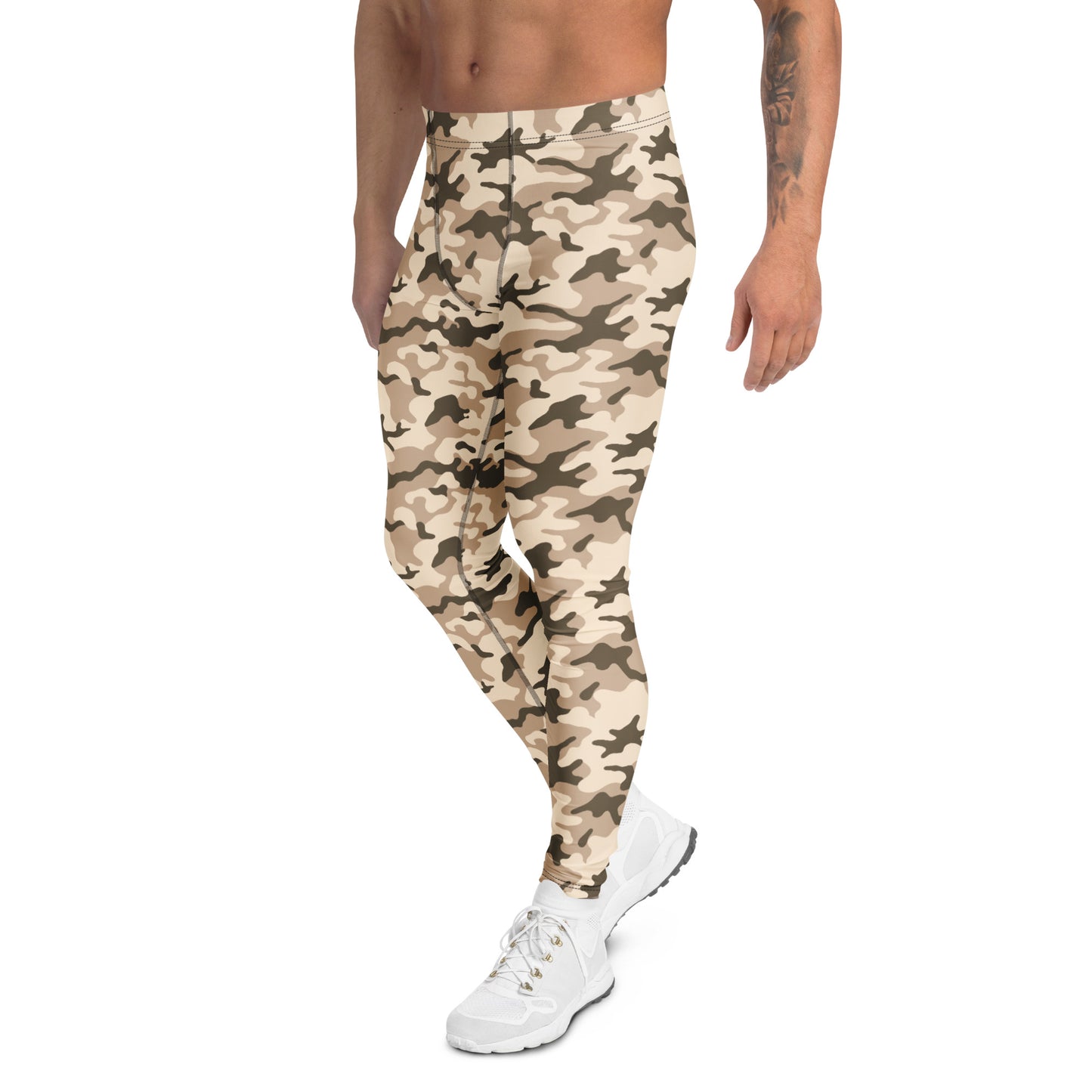 Modern Comfortable Bold Desert Camo Pattern Men's Athletic Leggings for Activewear