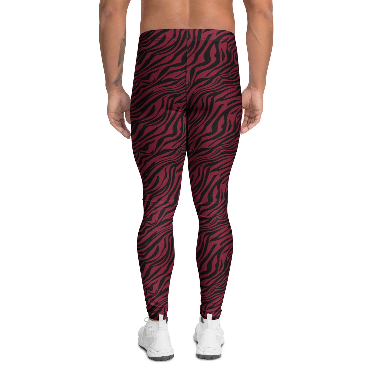 Modern Comfortable Bold Red Zebra Print Men's Athletic Leggings Activewear
