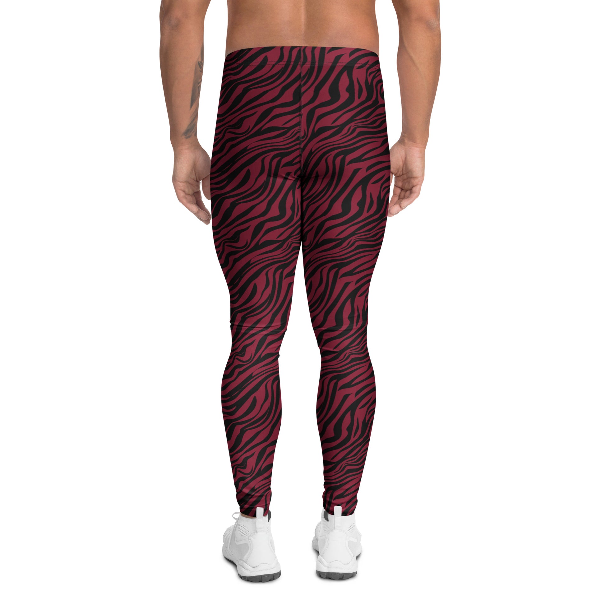 Modern Comfortable Bold Red Zebra Print Men's Athletic Leggings Activewear