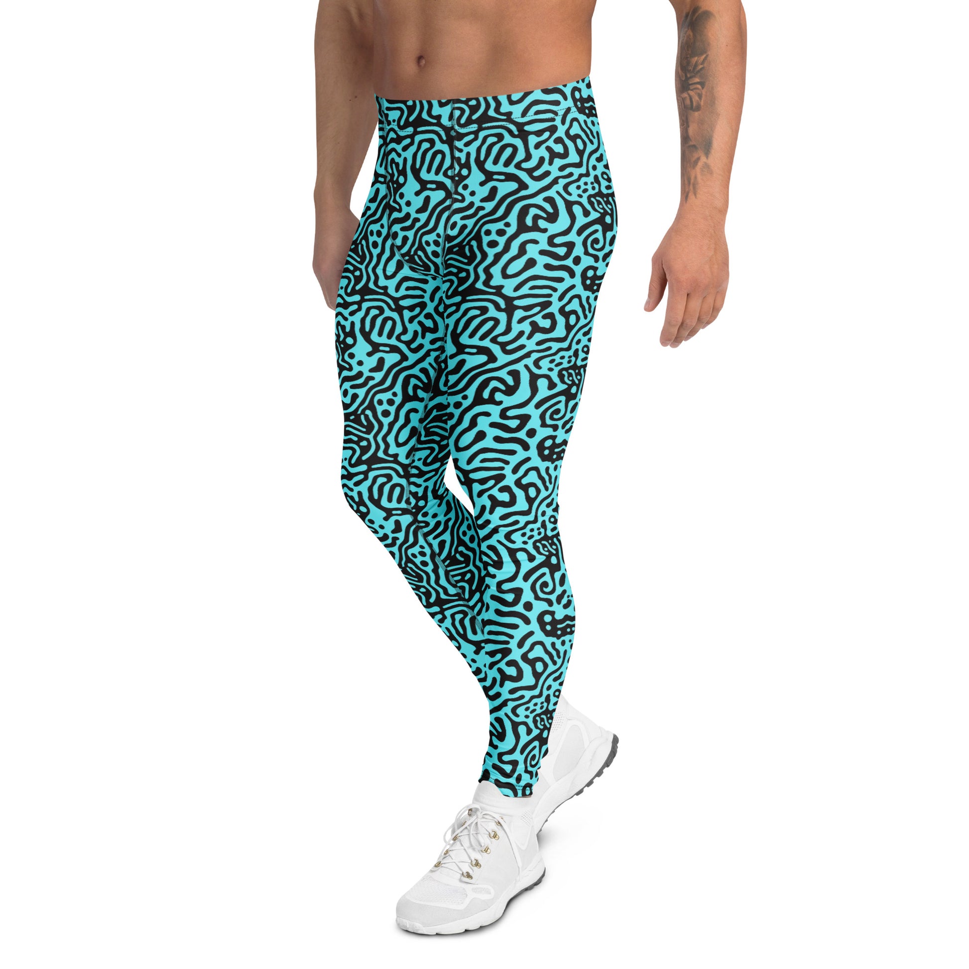 Modern Comfortable Minimalist Bold Colorful Fluid Print Men's Athletic Leggings for Activewear