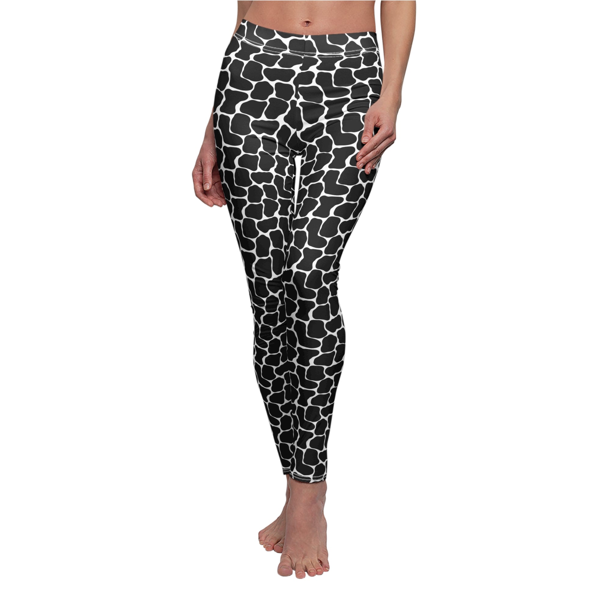 Monochrome Cow Print Leggings in Bold Spots