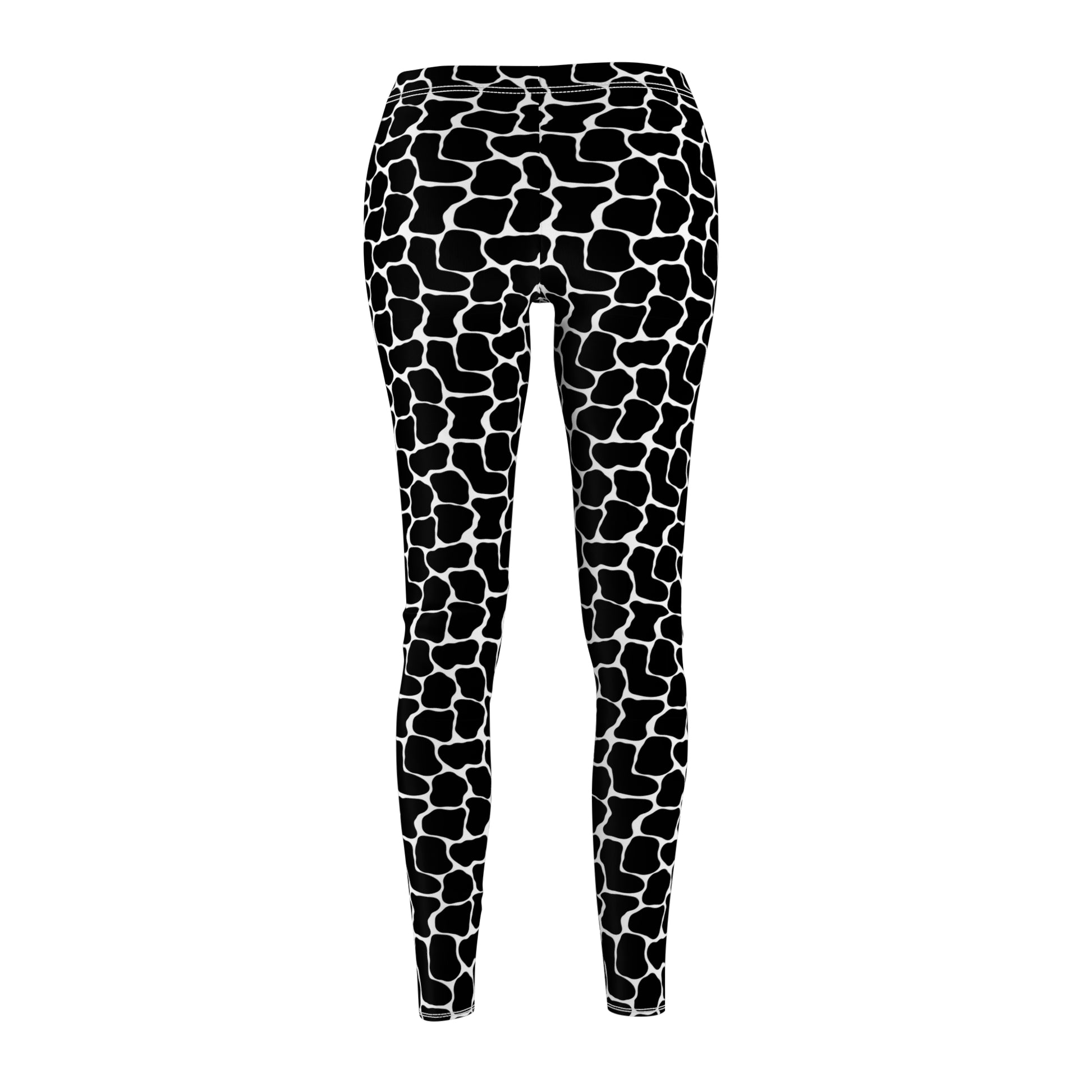 Monochrome Cow Print Leggings with Bold Spots