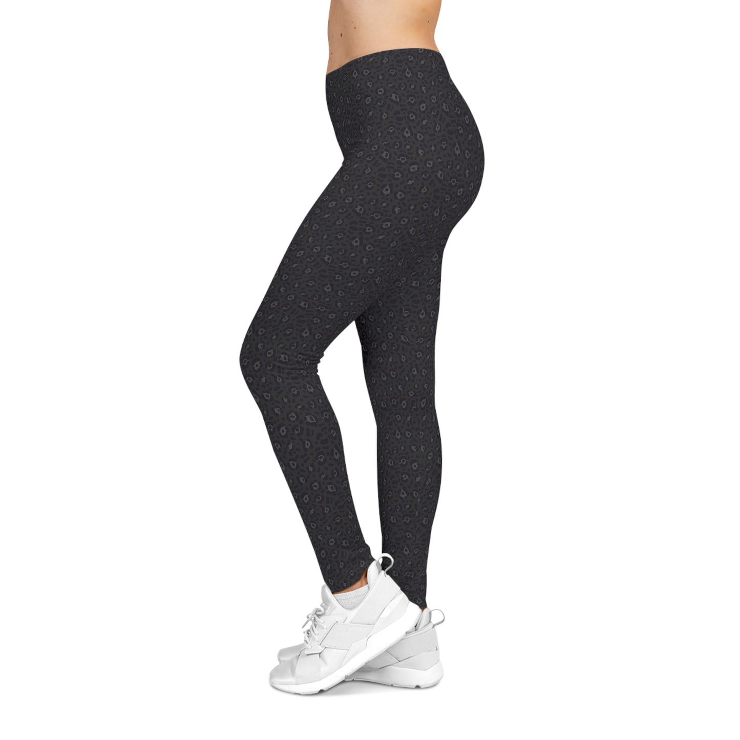Soft Stretchy Bold Black Leopard Print Women's Casual Leggings
