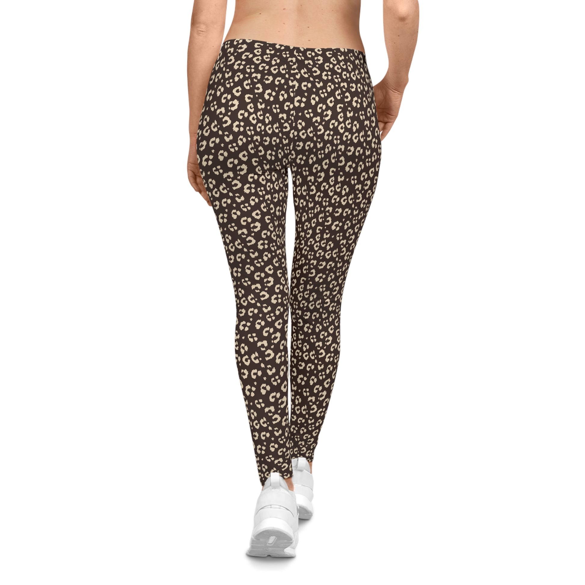 Soft Stretchy Bold Brown Leopard Print Women's Casual Leggings for Activewear