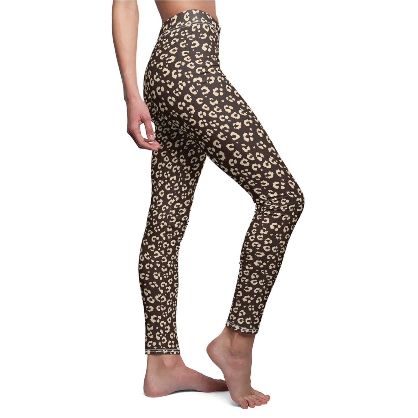Soft Stretchy Bold Leopard Print Women's Cut Sew Casual Leggings for Activewear