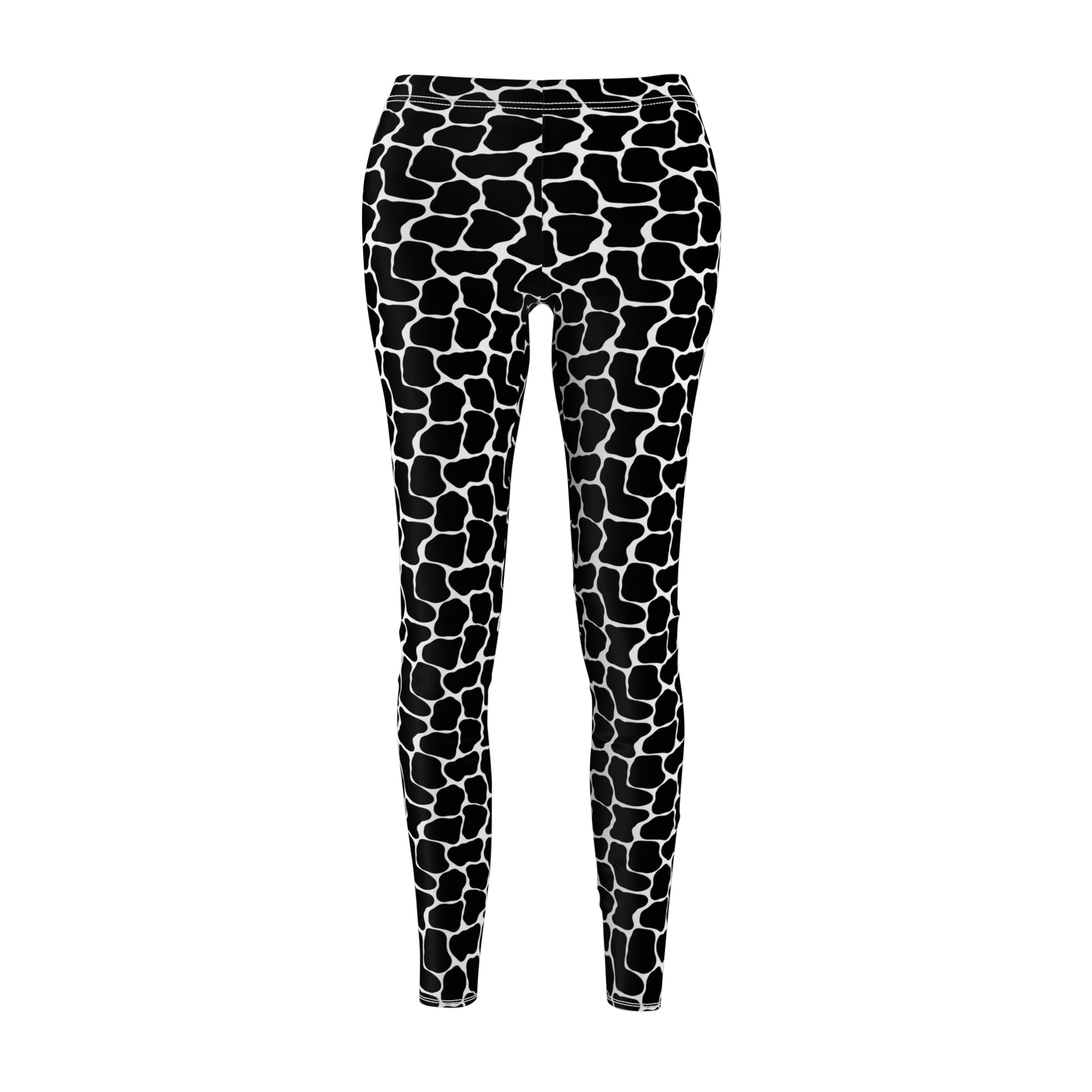 Striking Black and White Cow Print Leggings Design