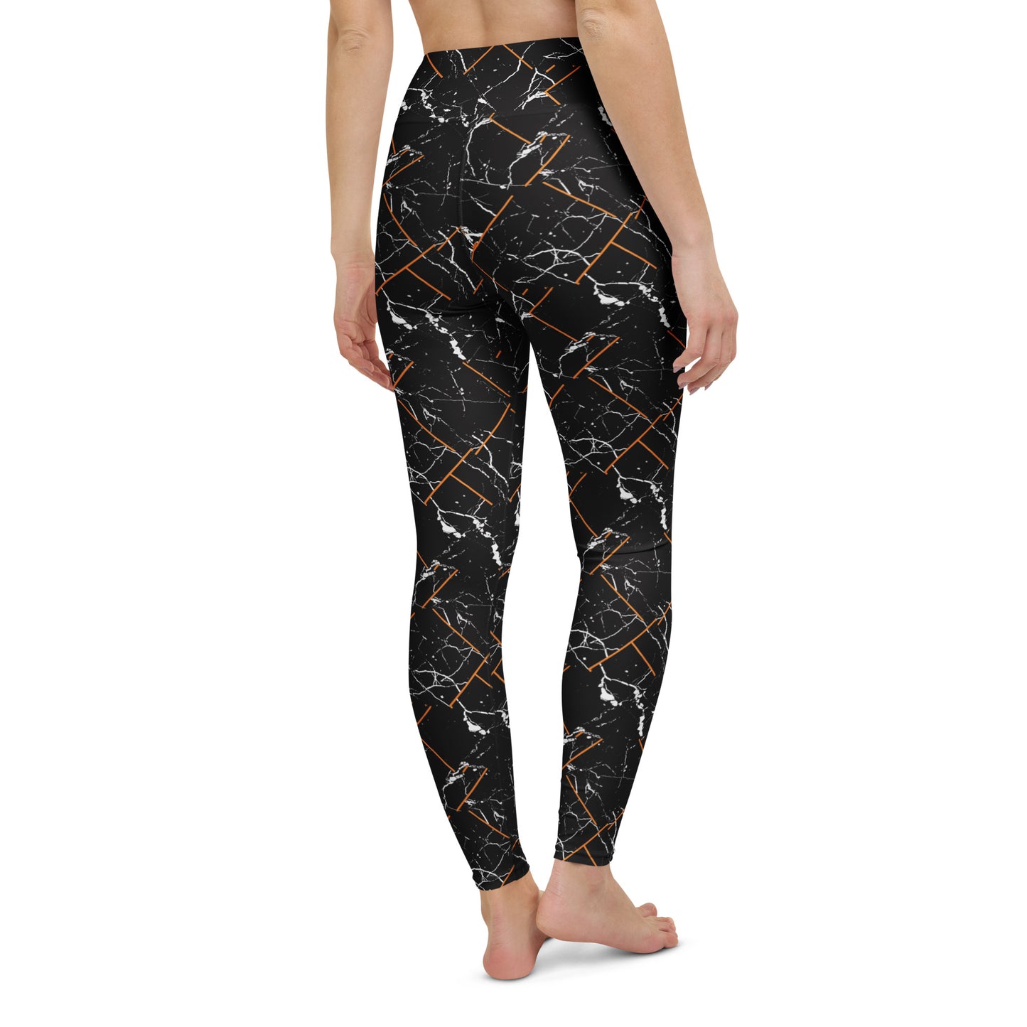 Stylish Bold Black Marble Pattern Yoga Leggings for Activewear