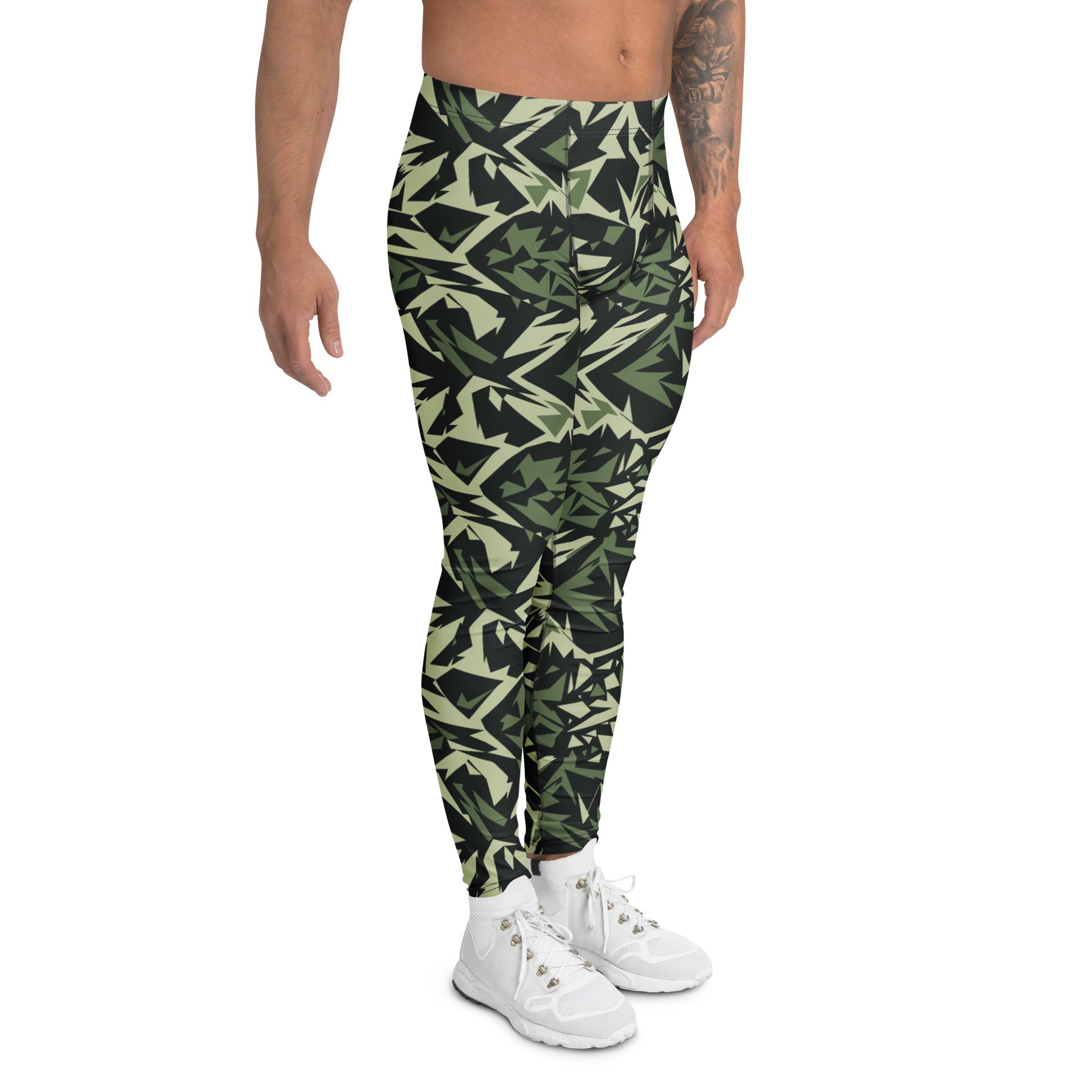 Stylish Bold Geometric Camo Print Men's Athletic Leggings for Activewear