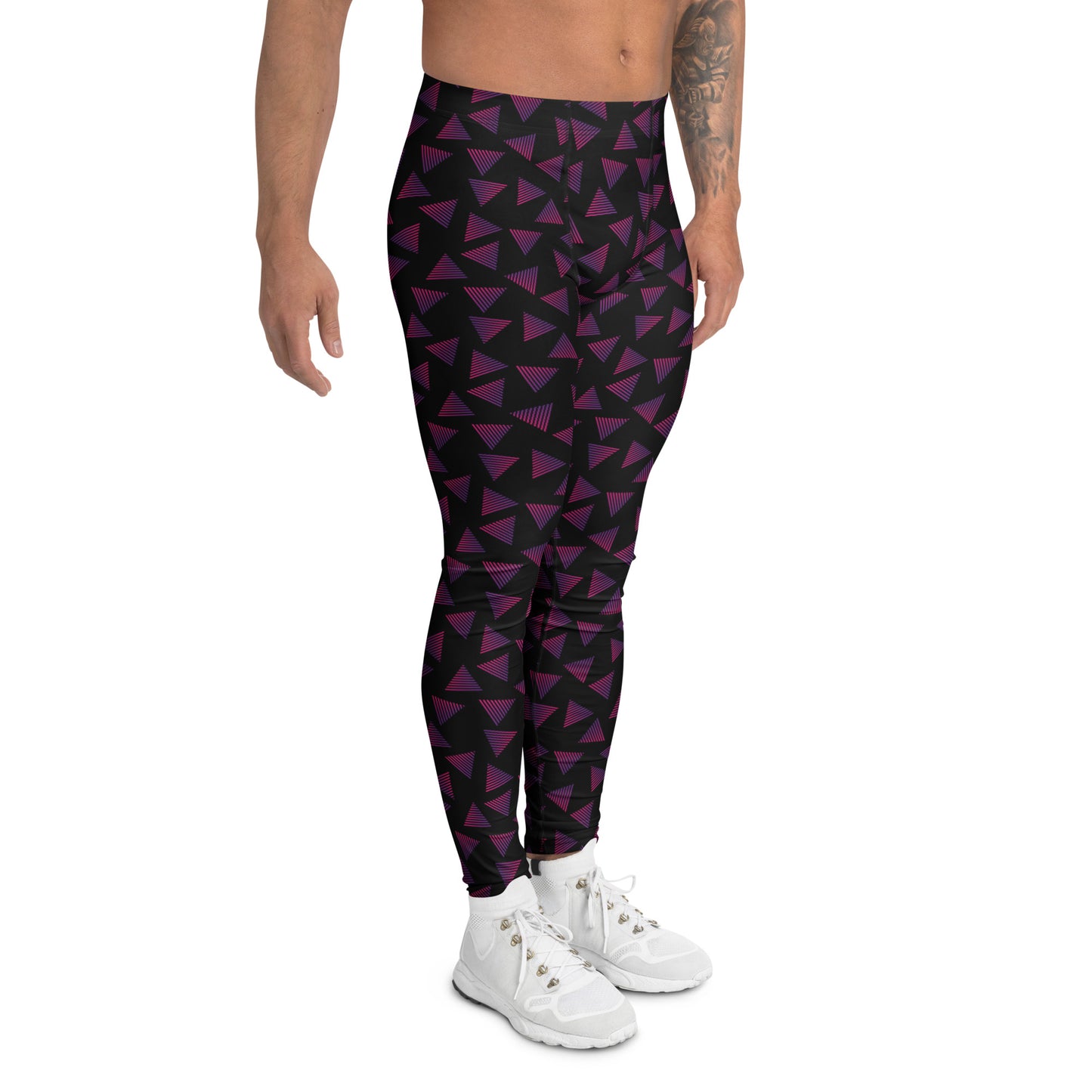 Stylish Bold Gradient Triangles Graphic Men's Leggings for Activewear
