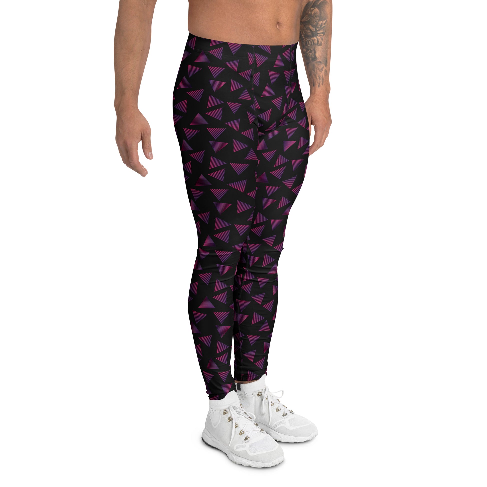 Stylish Bold Gradient Triangles Graphic Men's Leggings for Activewear