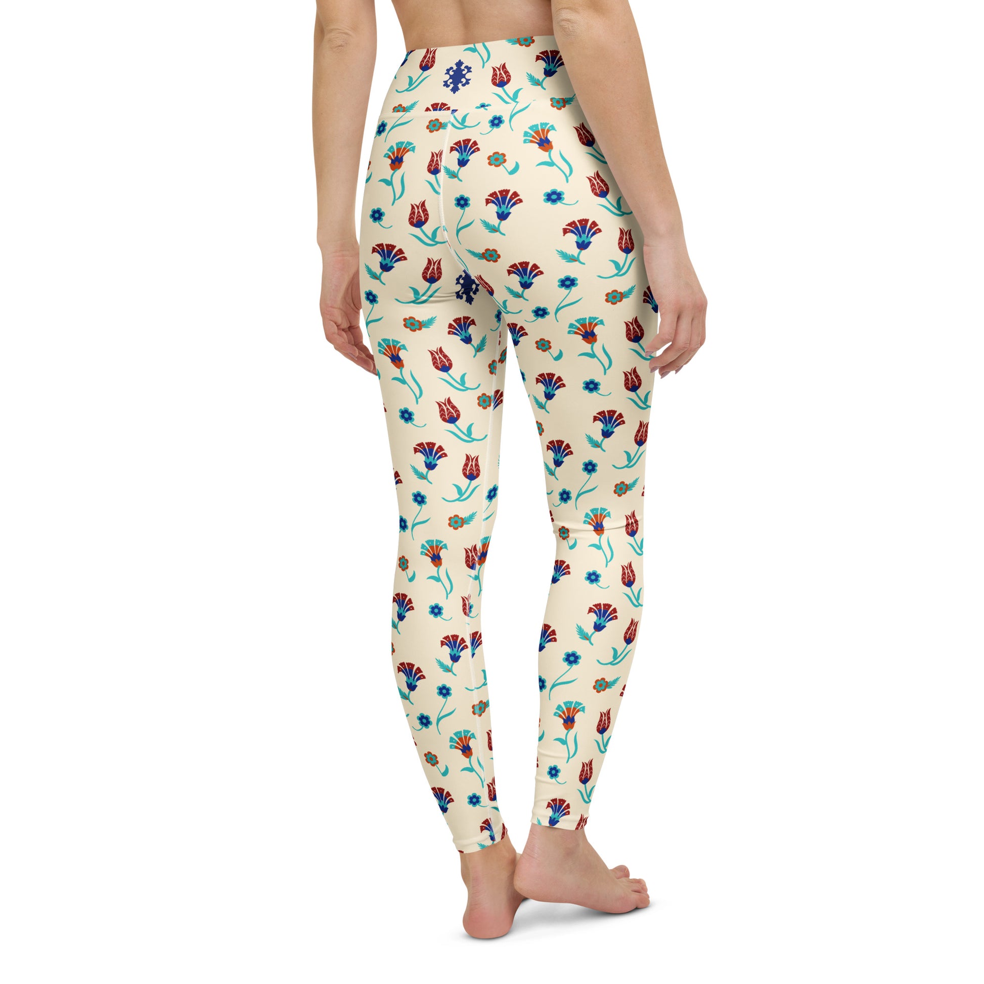 Stylish Comfortable Bold Traditional Garden Floral Pattern Yoga Leggings for Activewear
