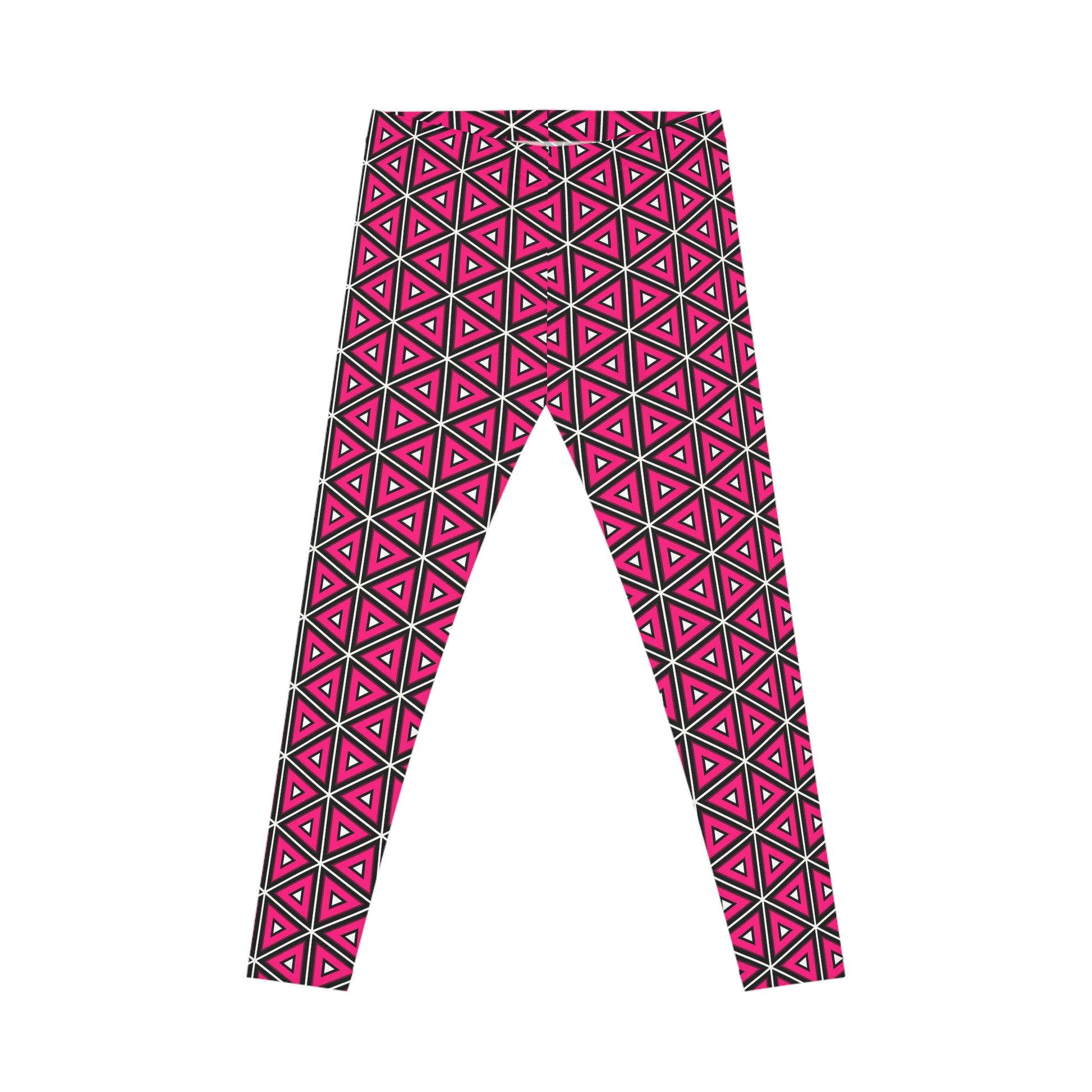 Stylish Comfortable Bold Women's Casual Leggings Chic Pink Triangles Activewear