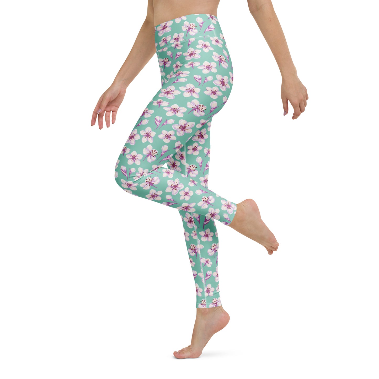 Stylish Comfortable Yoga Leggings Cherry Blossom Flowers for Activewear
