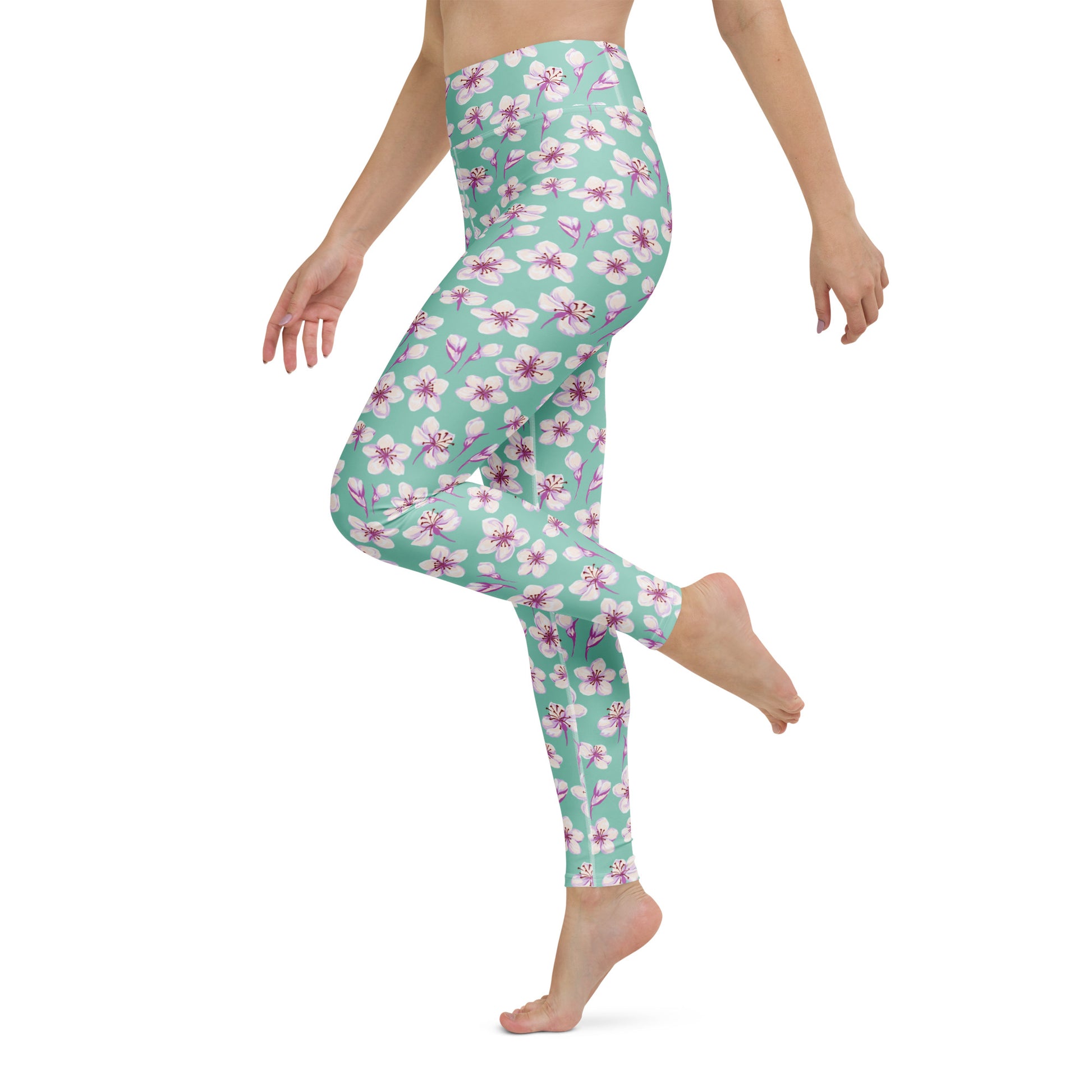 Stylish Comfortable Yoga Leggings Cherry Blossom Flowers for Activewear