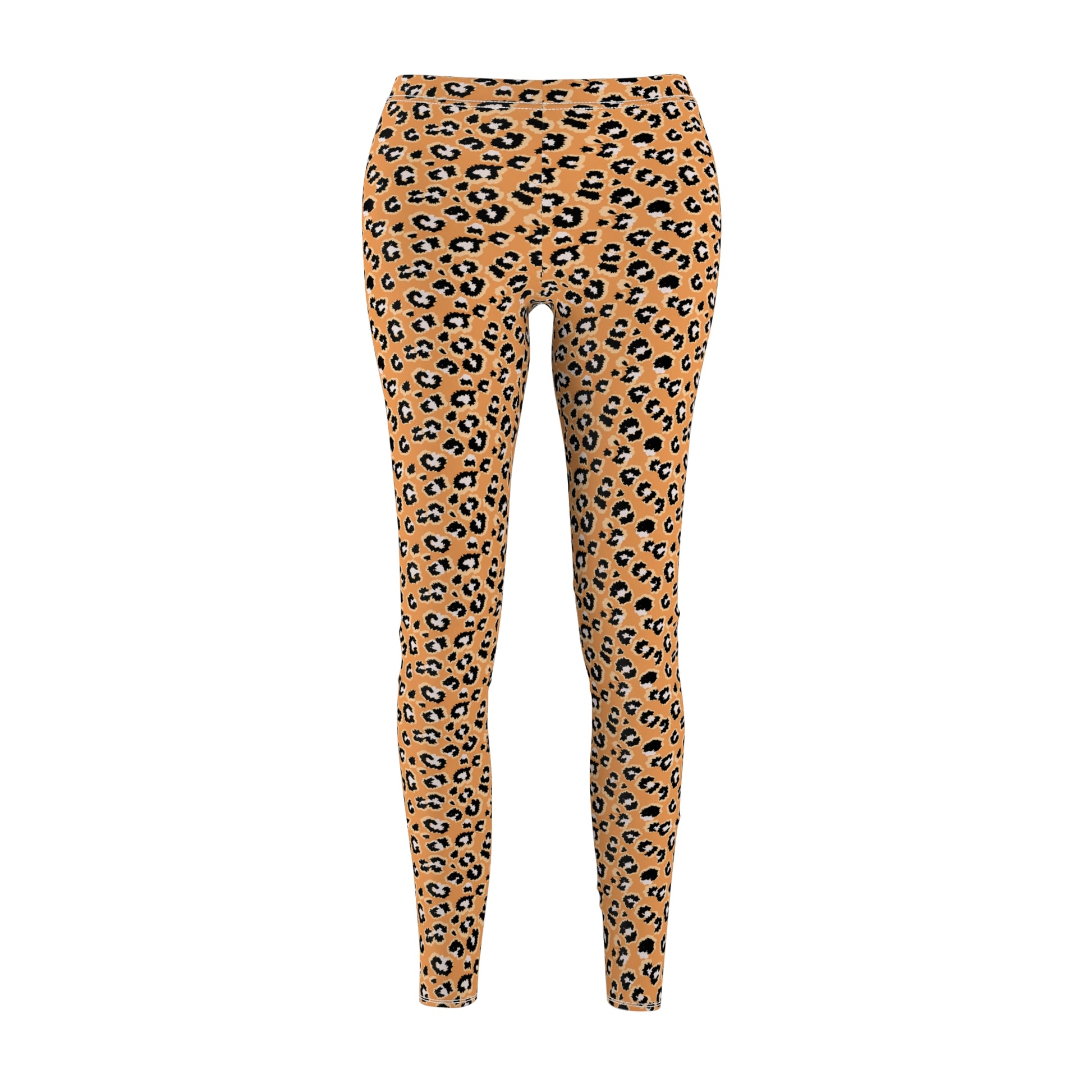 Leopard print leggings in a tan and brown colorway with black spots, shown on a plain white background. Stylish Leopard Print Leggings for Every Occasion