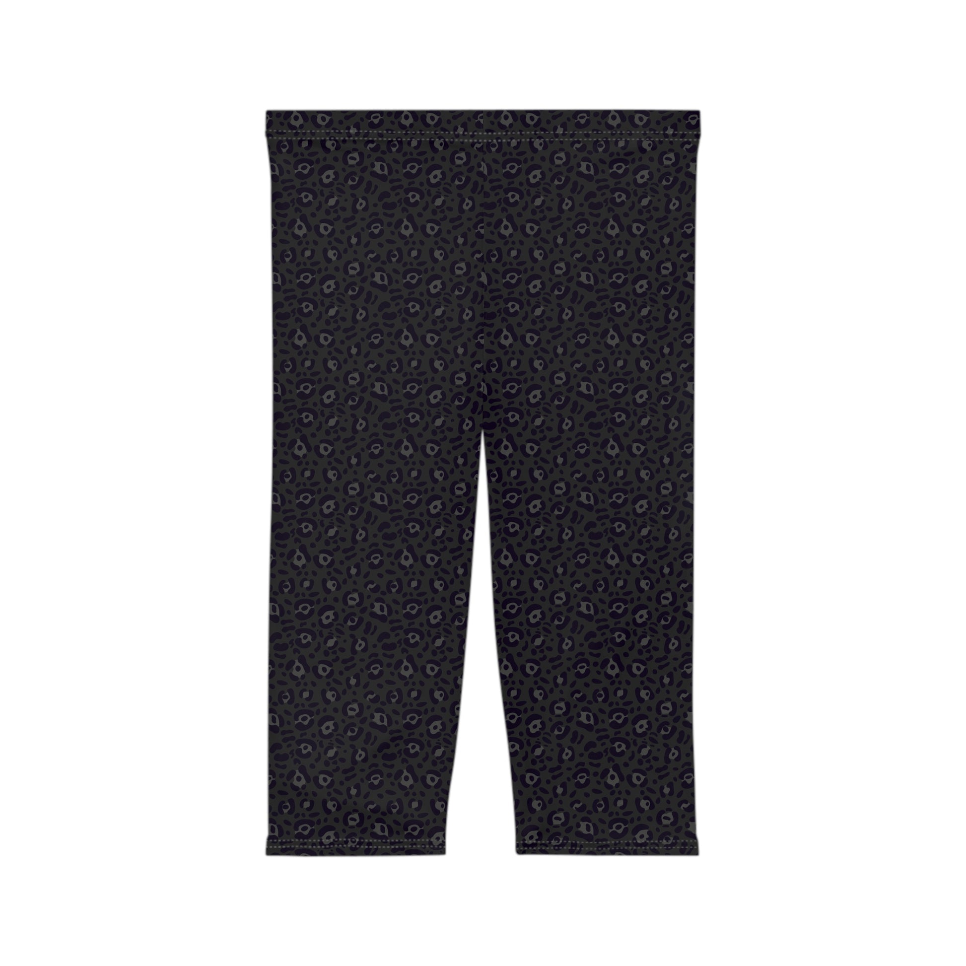 Trendy Bold Black Leopard Print Women’s Capri Leggings for Activewear