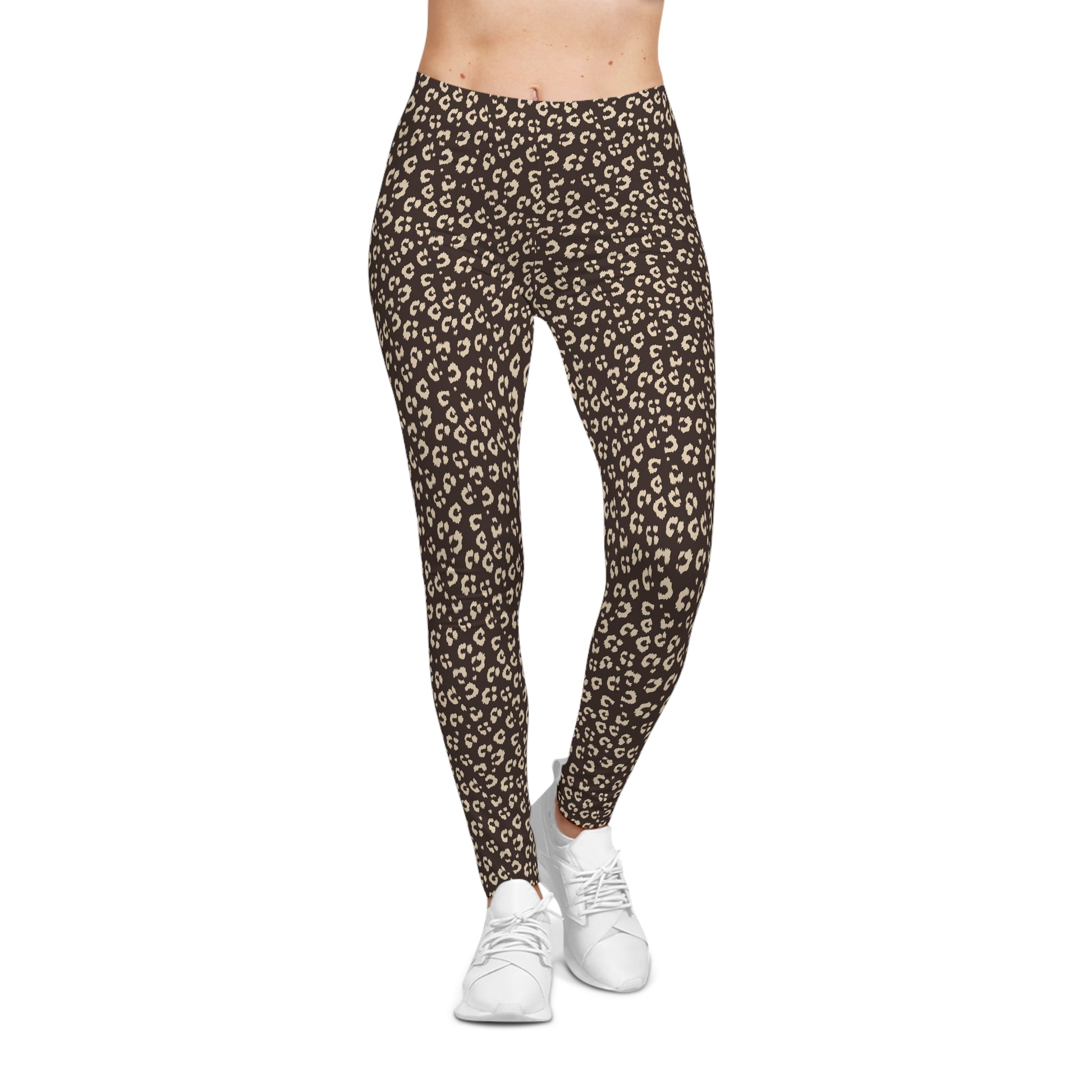 Trendy Bold Brown Leopard Print Women's Casual Leggings for Activewear