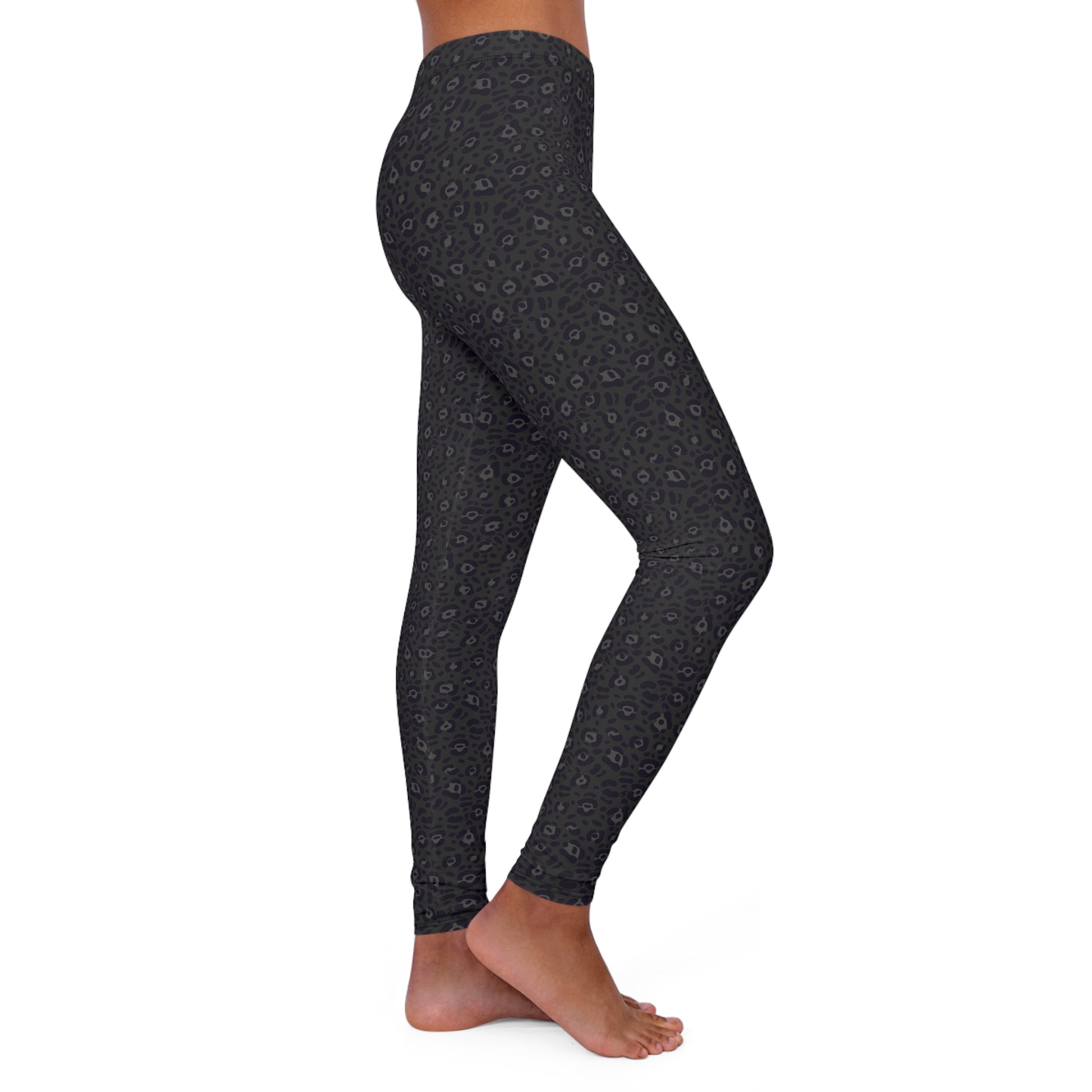 Trendy Bold Dark Leopard Print Women's Casual Spandex Leggings for Activewear
