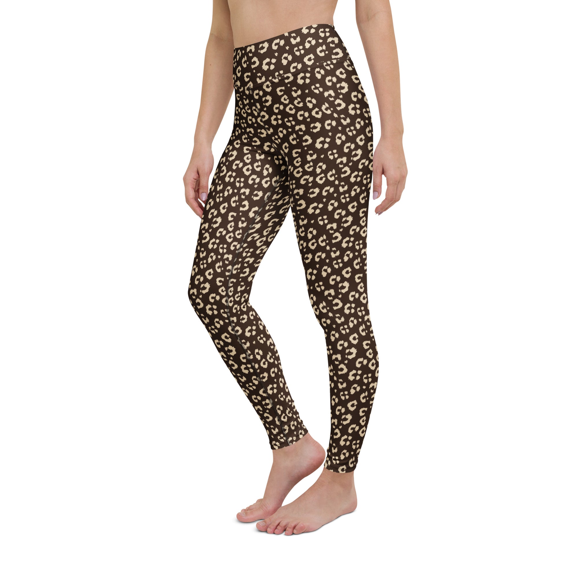 Trendy Comfortable Bold Brown Leopard Print Yoga Leggings for Activewear