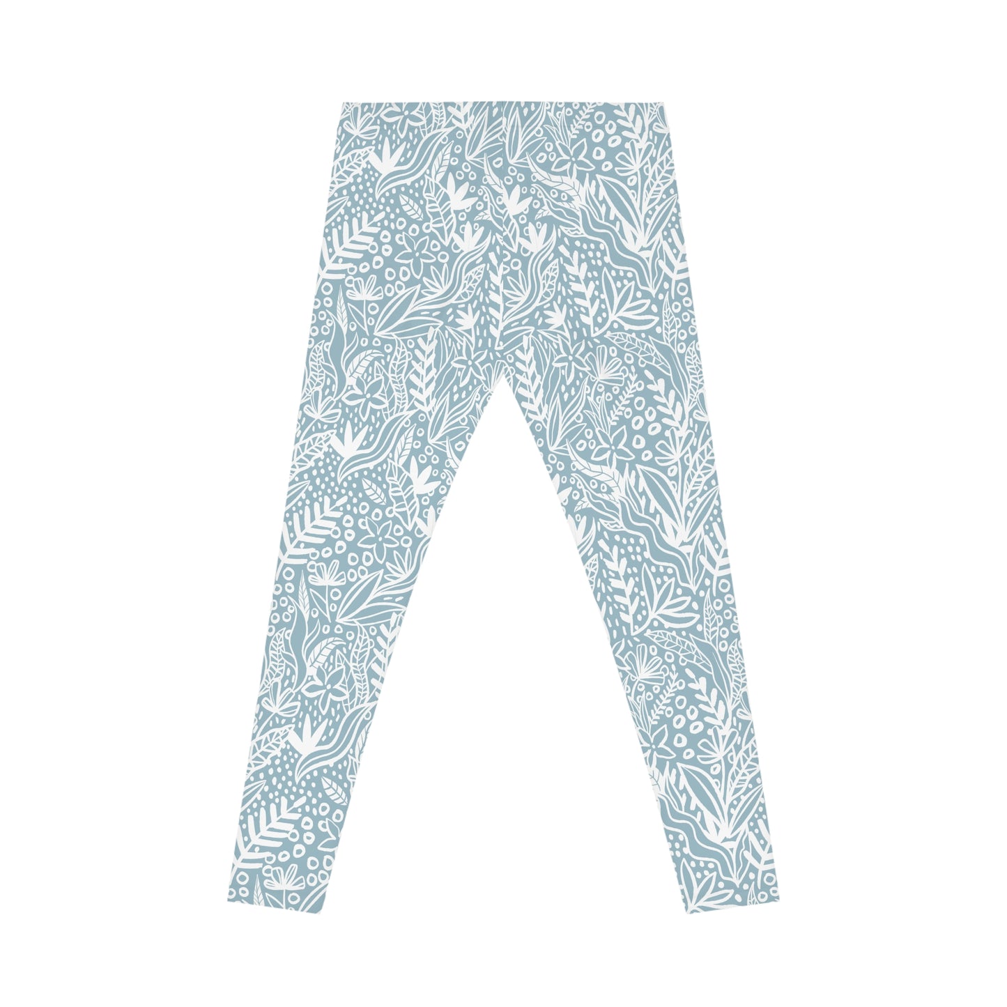 Trendy Comfortable Bold Women's Casual Leggings Blue Botanical Floral Elegant Activewear