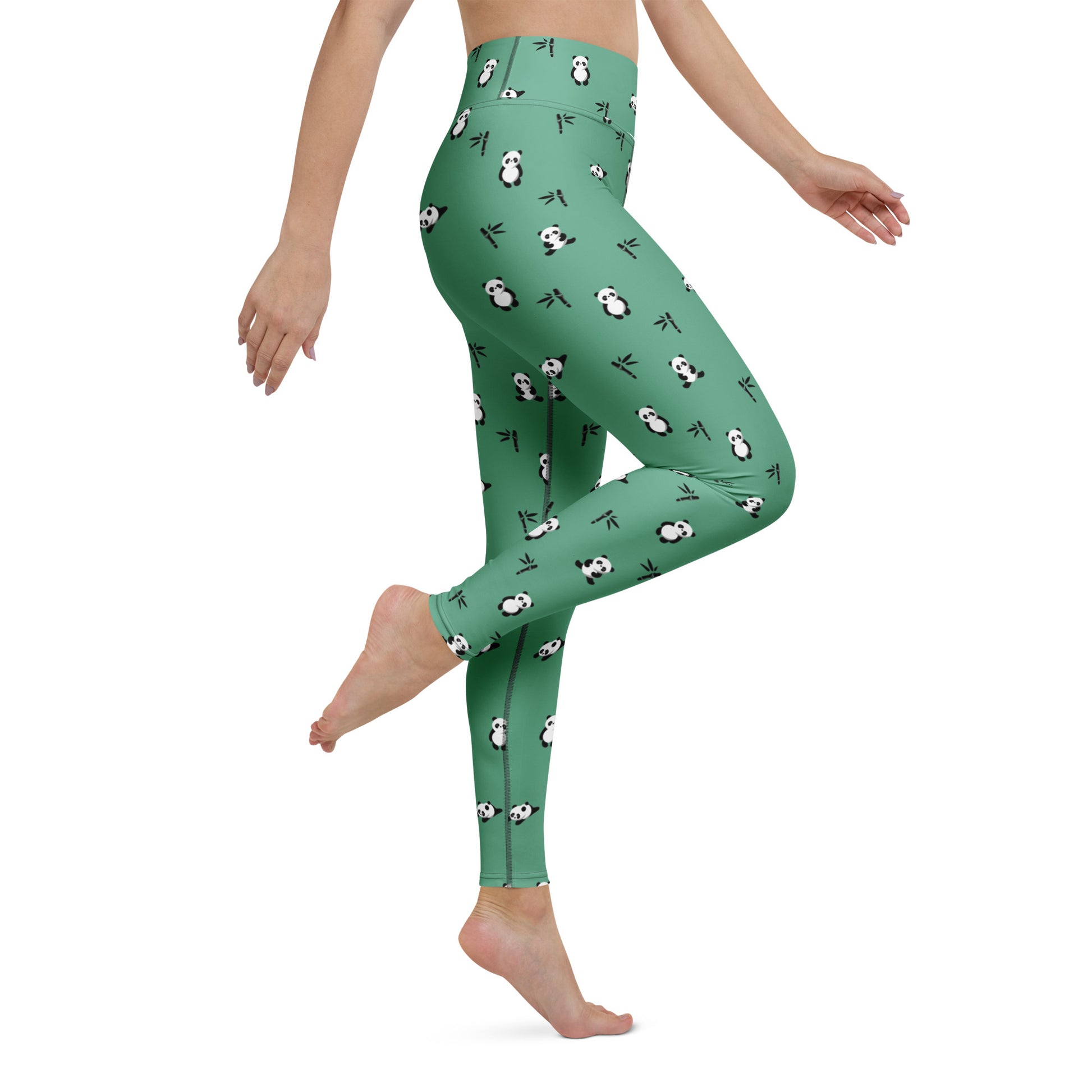 Trendy Comfortable Cute Bamboo Panda Print Yoga Leggings Activewear