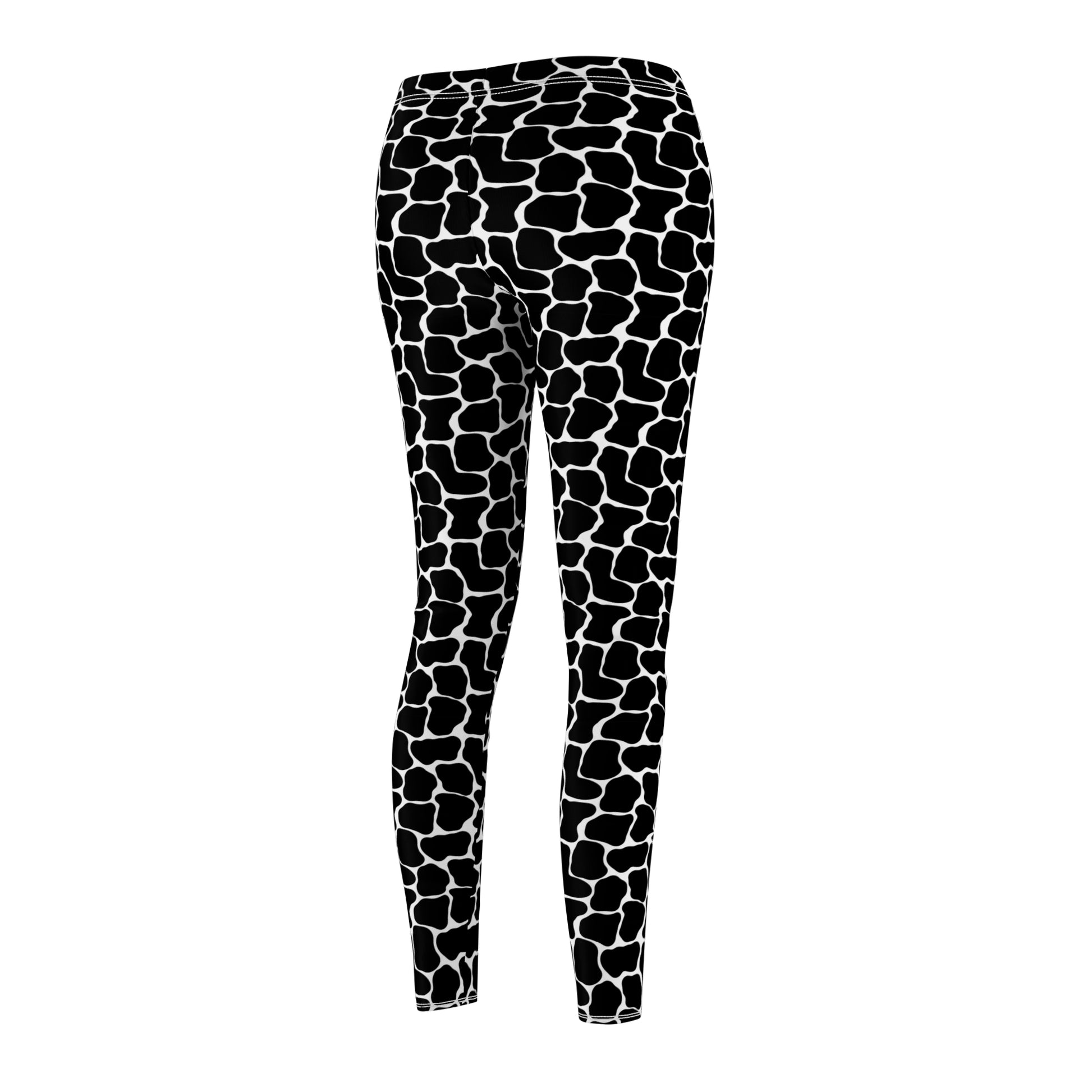 Trendy Cowhide Leggings in Classic Black and White