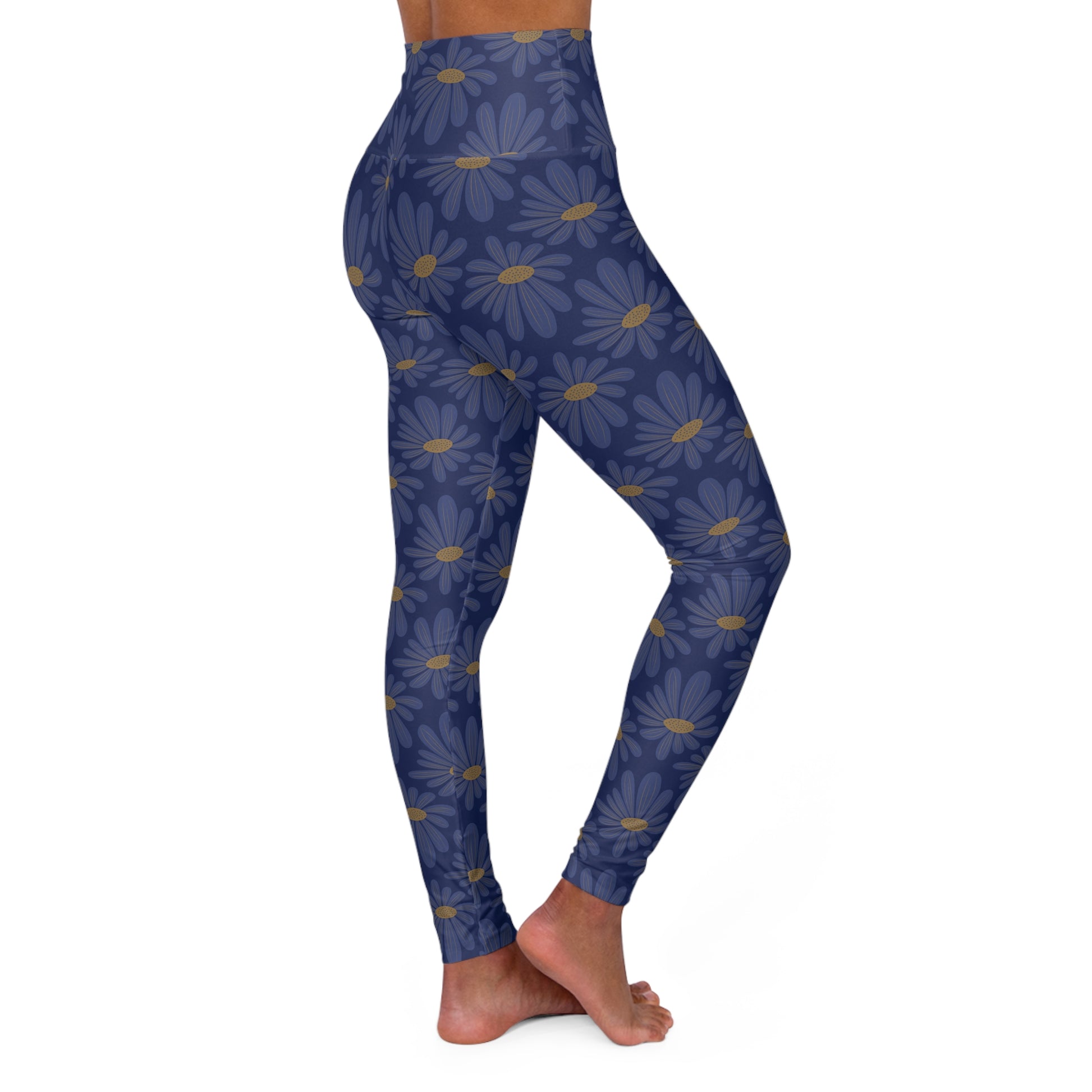 Trendy Navy Floral High-Waisted Yoga Leggings for Active Women Shop Stylish Navy Floral Elegant Yoga Leggings for Active Women—sleek, comfortable, and uniquely designed to elevate your active lifestyle.