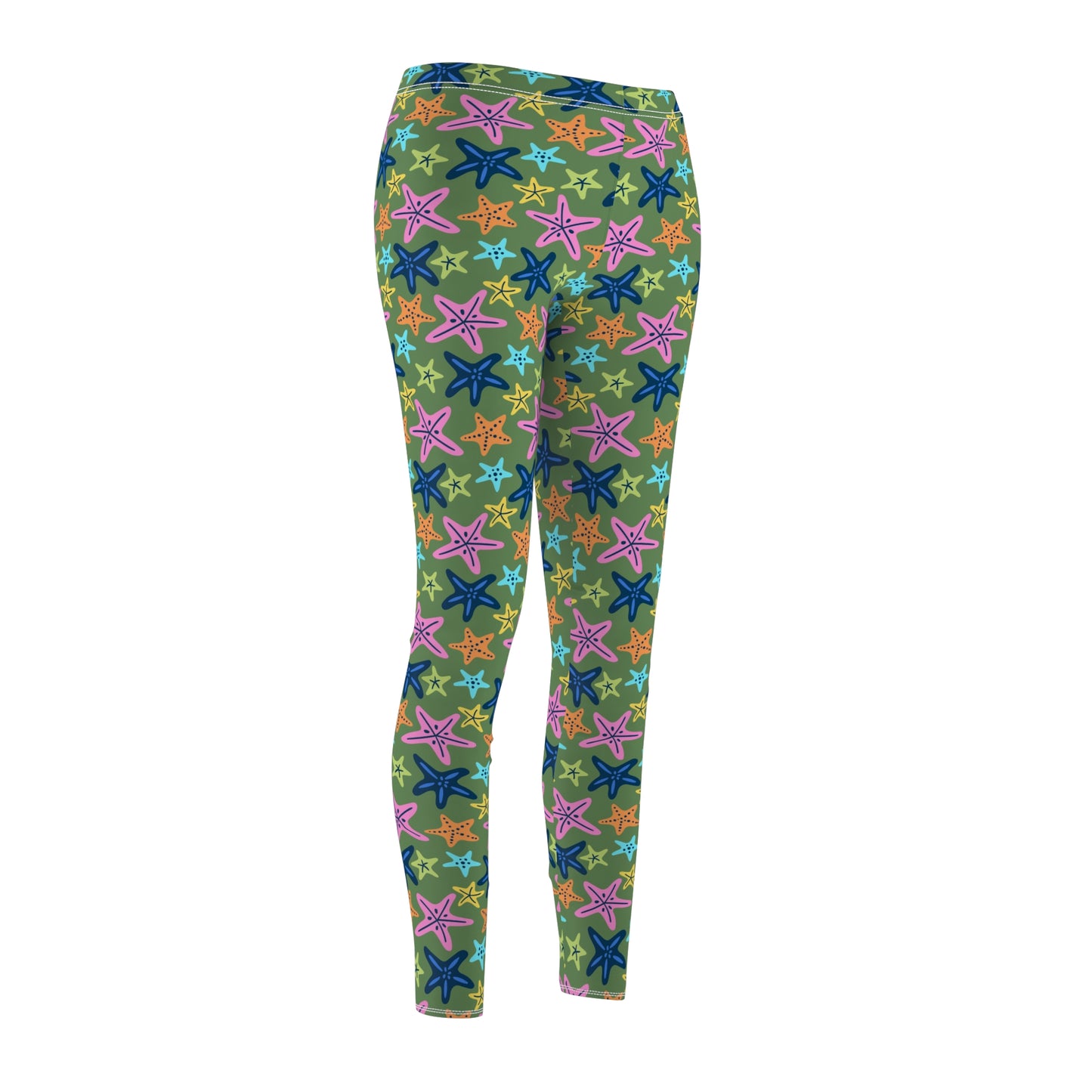 Unique Bold Bohemian Colorful Starfish Printed Leggings for Casual Wear