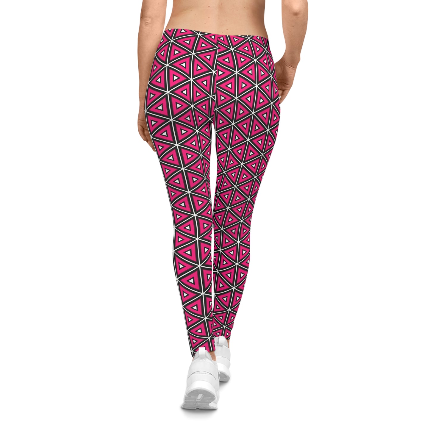 Unique Comfortable Bold Women's Casual Leggings Chic Pink Triangles Activewear