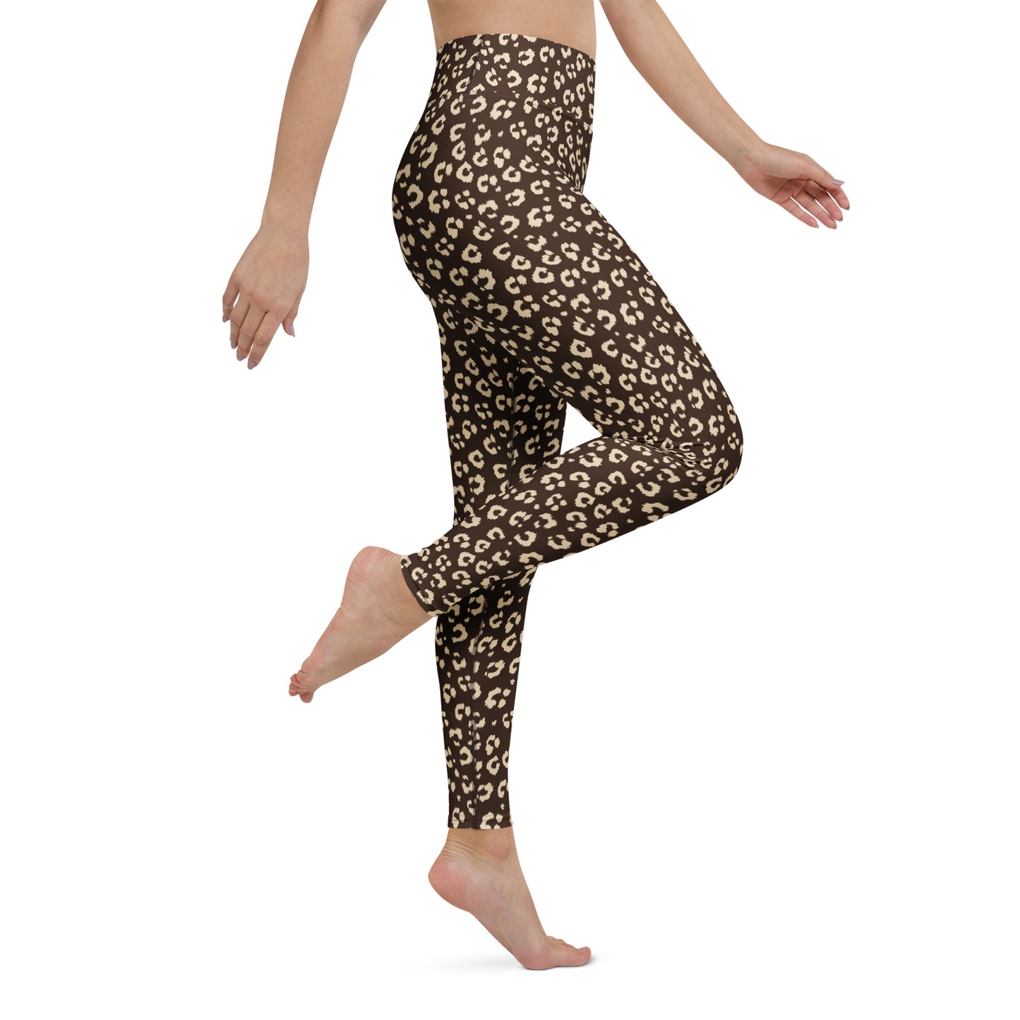 Versatile Comfortable Bold Brown Leopard Print Yoga Leggings for Activewear