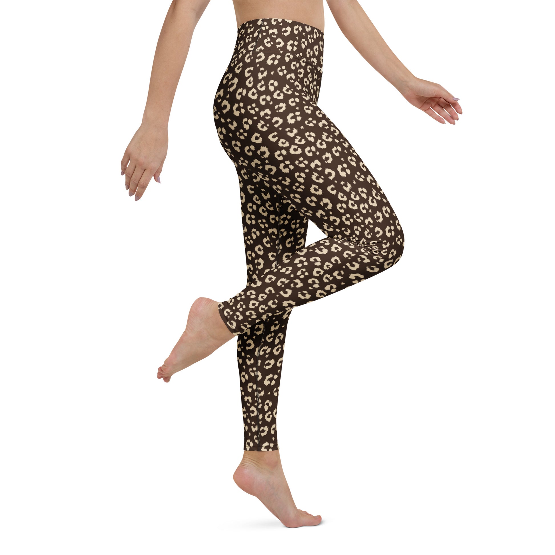 Versatile Comfortable Bold Brown Leopard Print Yoga Leggings for Activewear