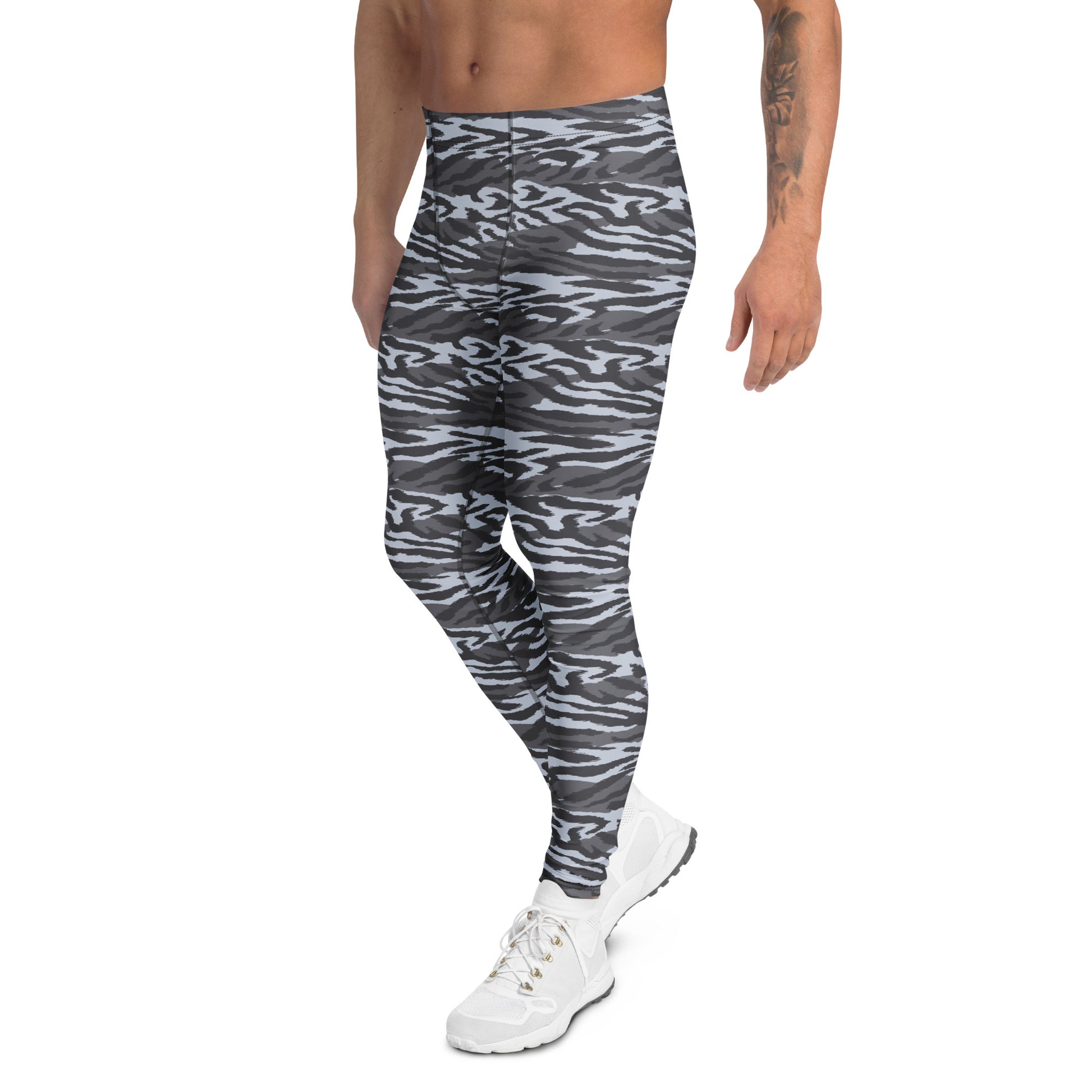 Versatile Premium Comfortable Gray Camo Men's Athletic Leggings for Activewear