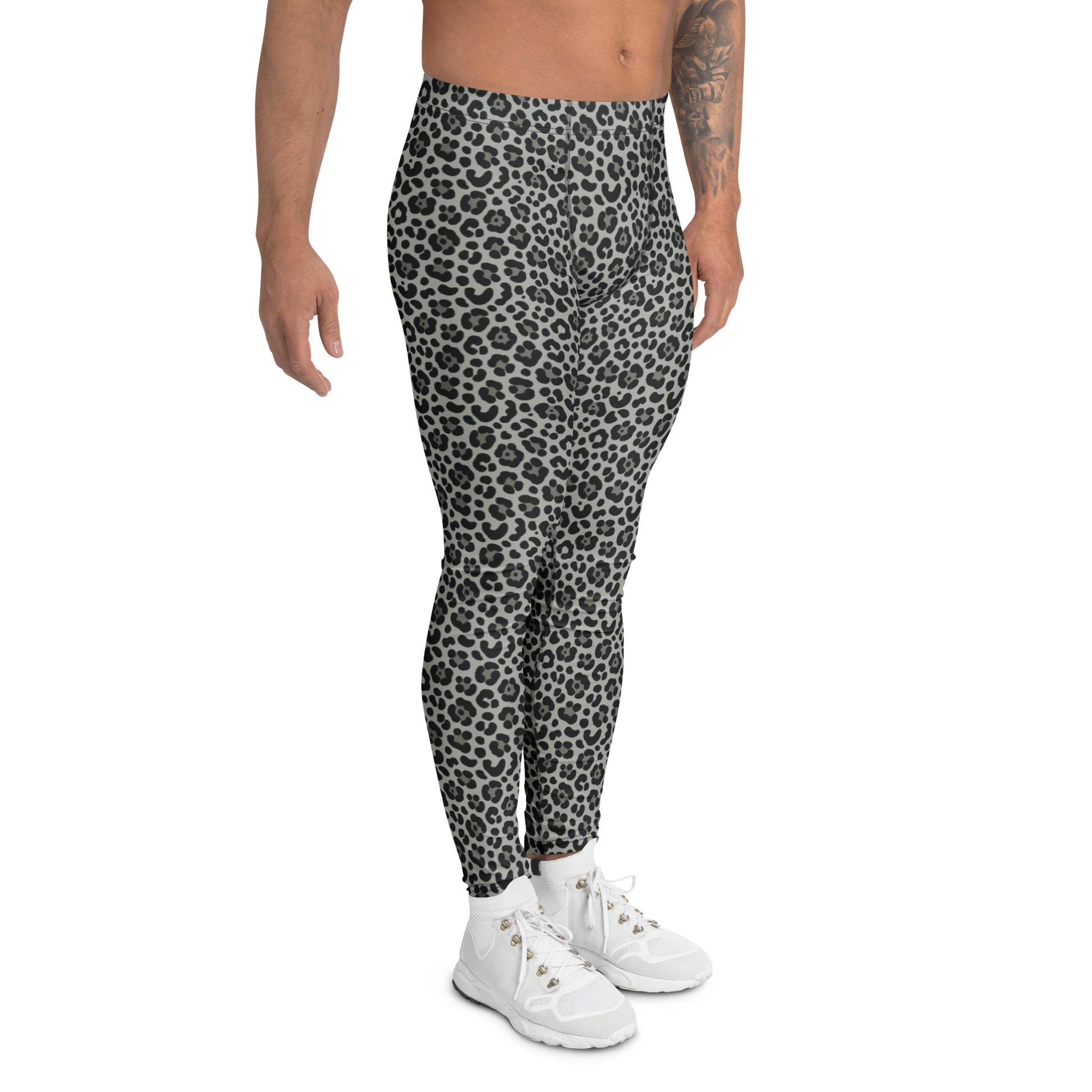 Vibrant Bold Snow Leopard Print Men's Athletic Leggings for Activewear