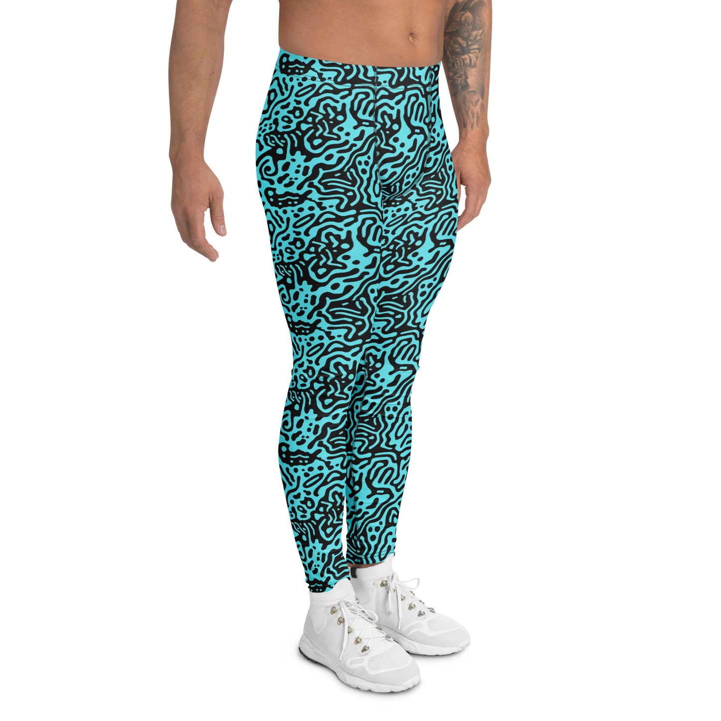 Vibrant Comfortable Minimalist Bold Colorful Fluid Print Men's Athletic Leggings for Activewear